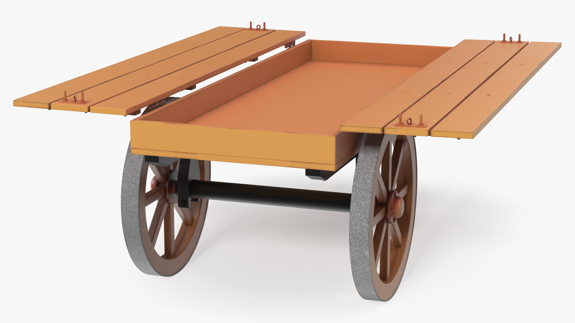 Wooden Market Cart Empty 3D model