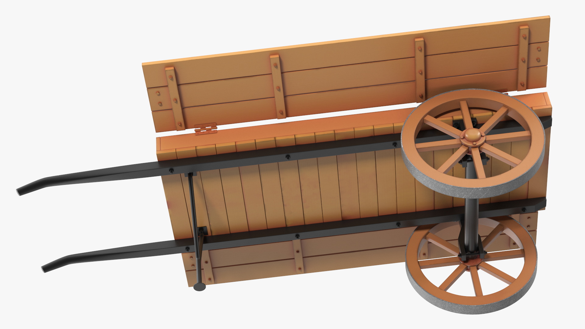 Wooden Market Cart Empty 3D model