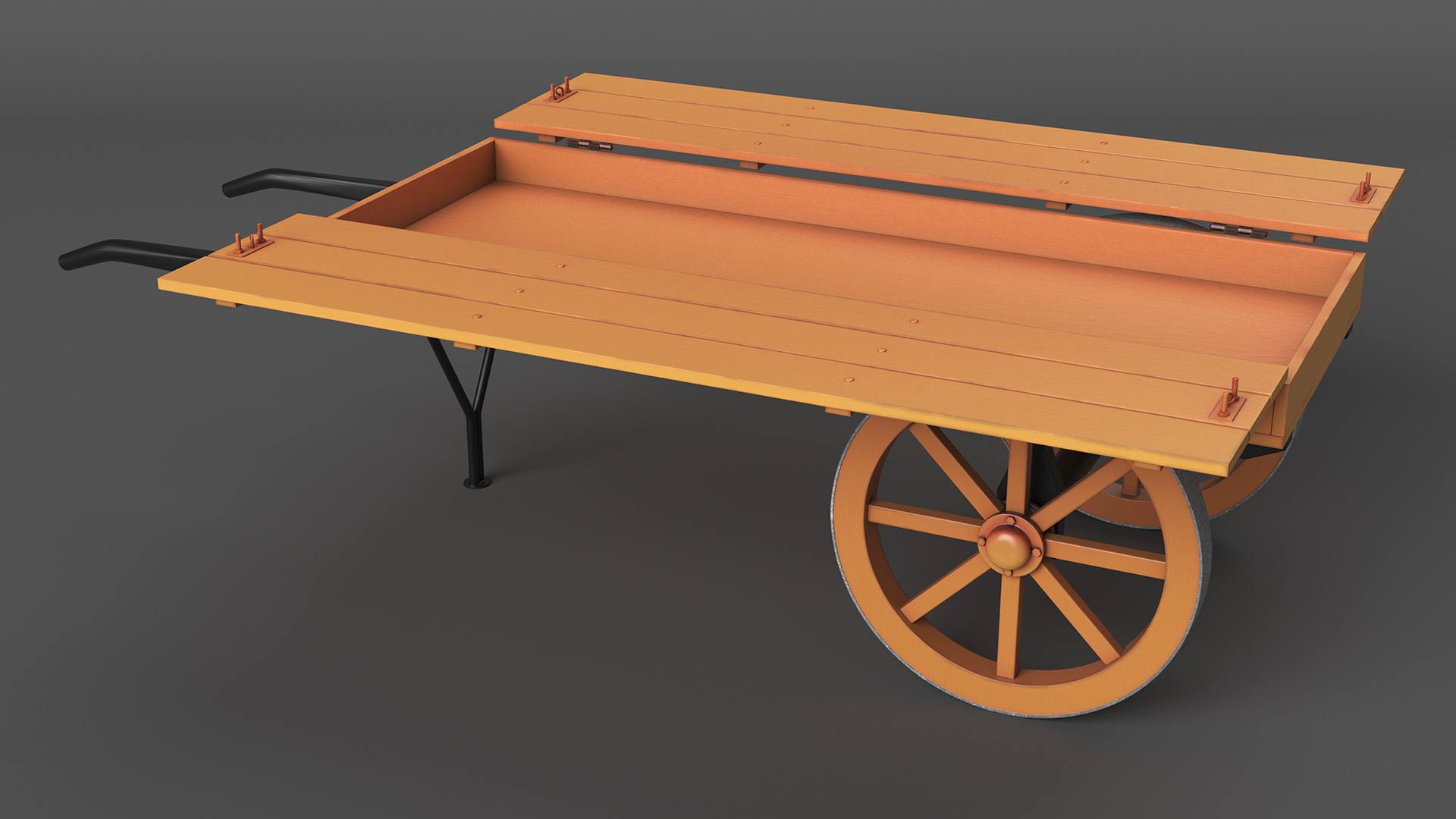 Wooden Market Cart Empty 3D model