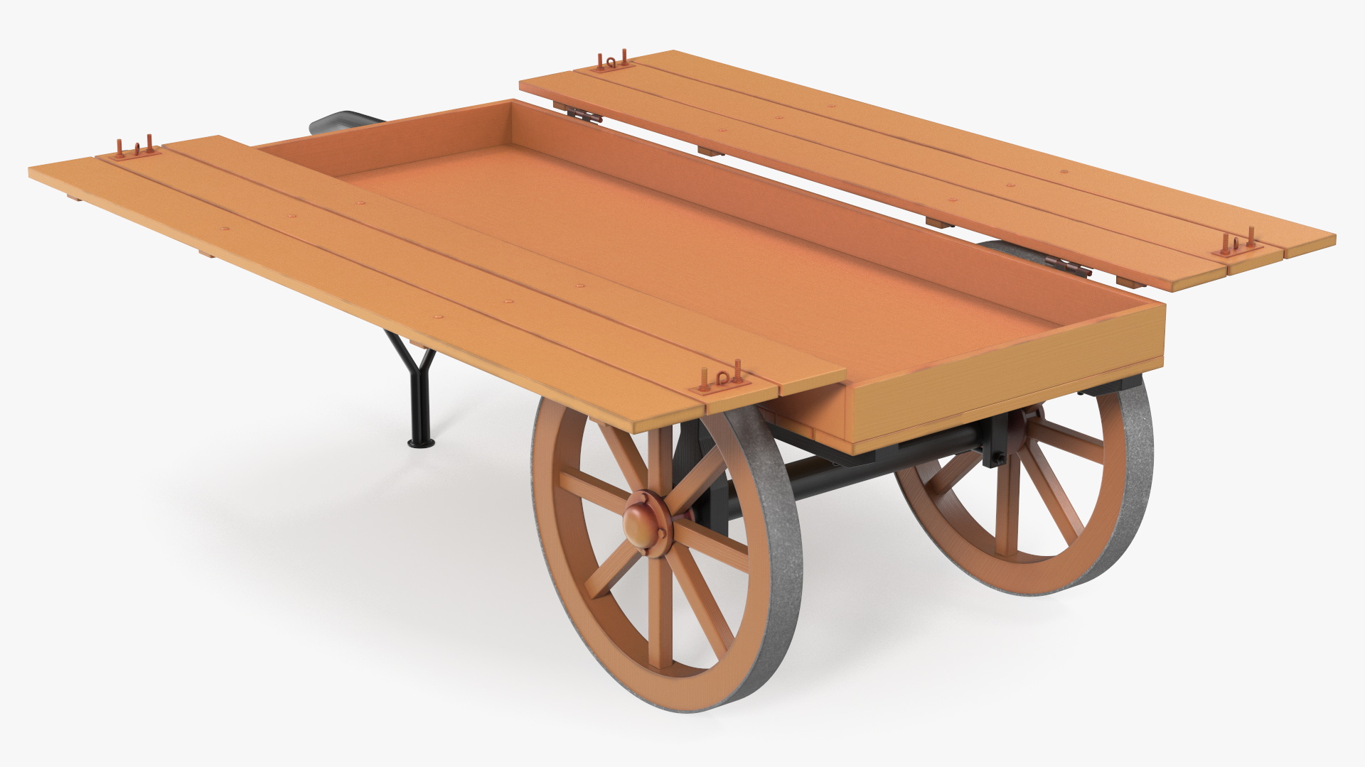 Wooden Market Cart Empty 3D model