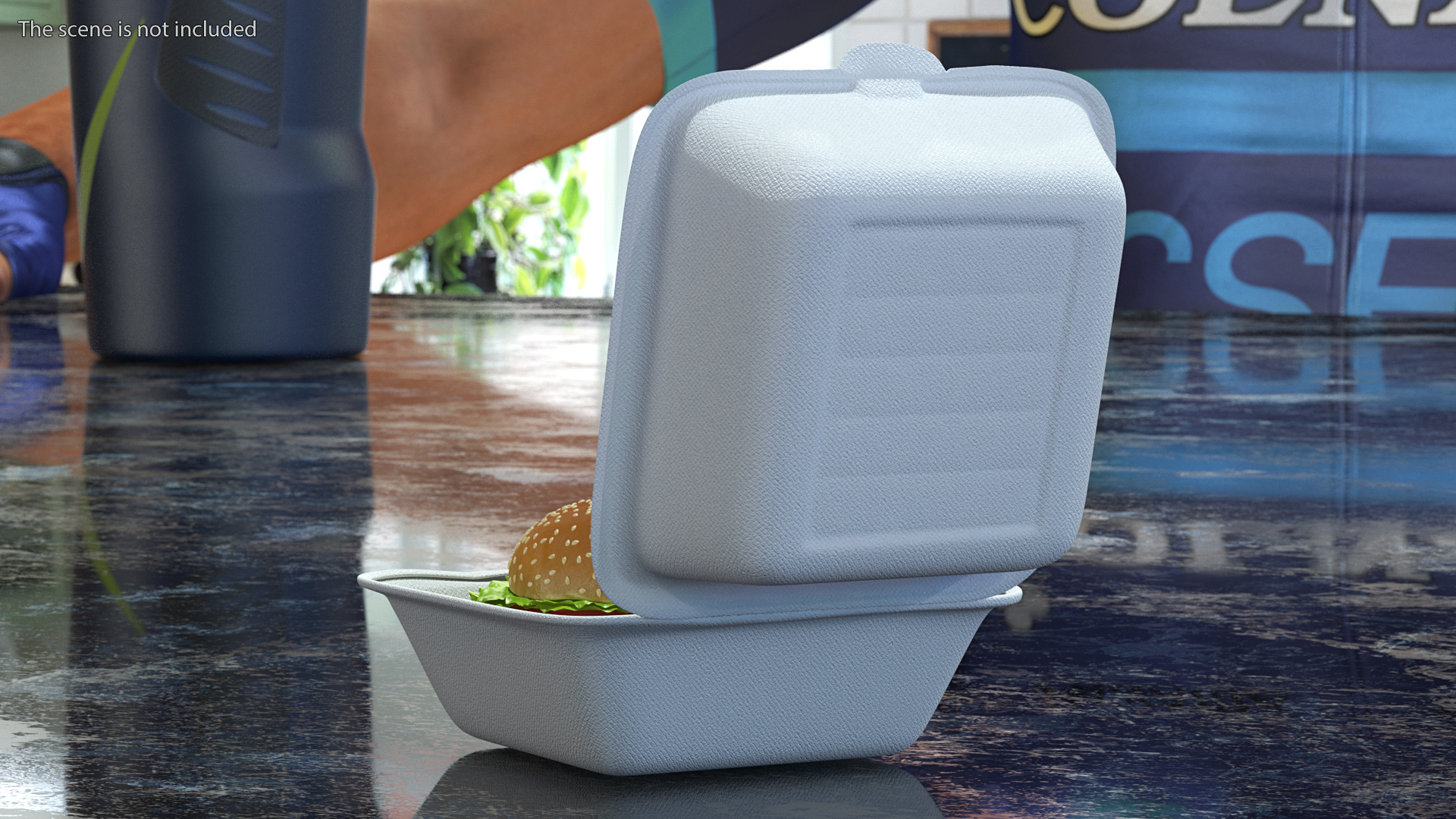 3D Food Box with Hamburger model