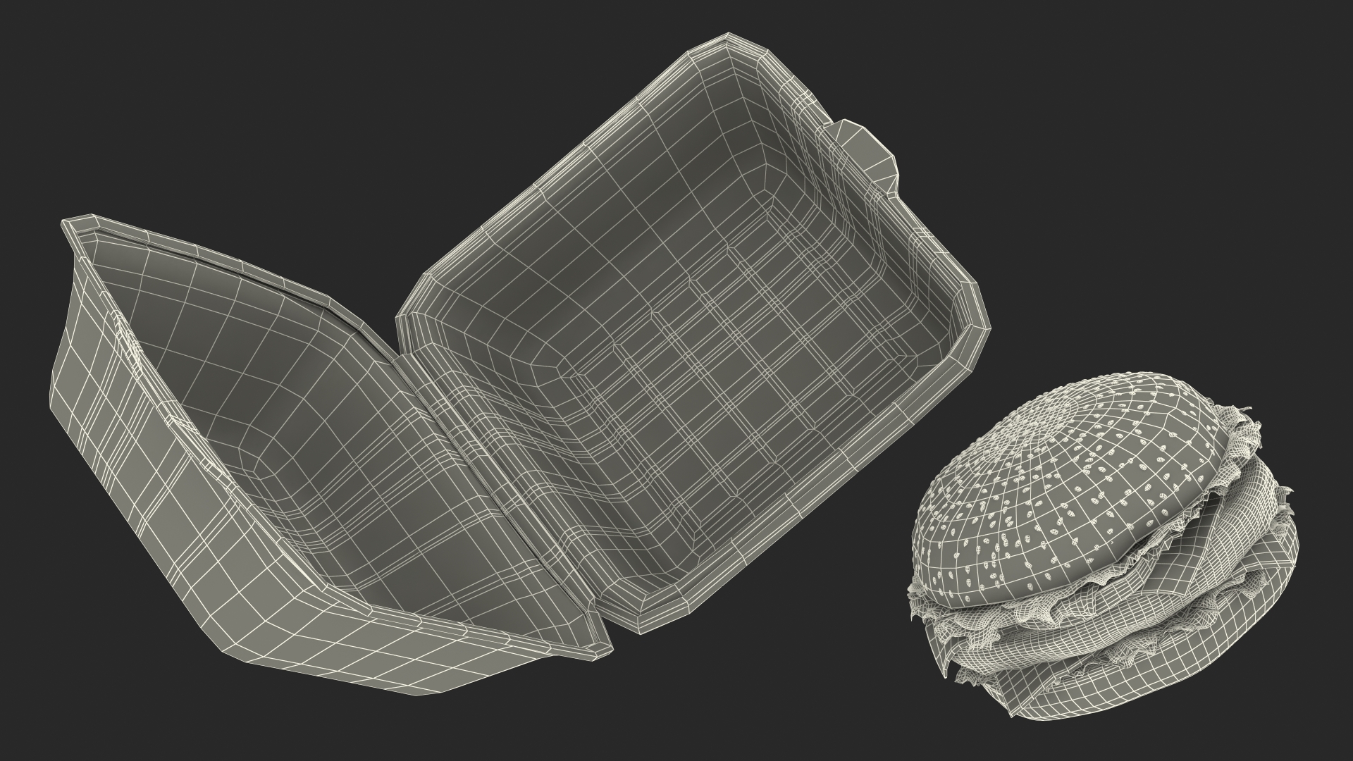 3D Food Box with Hamburger model
