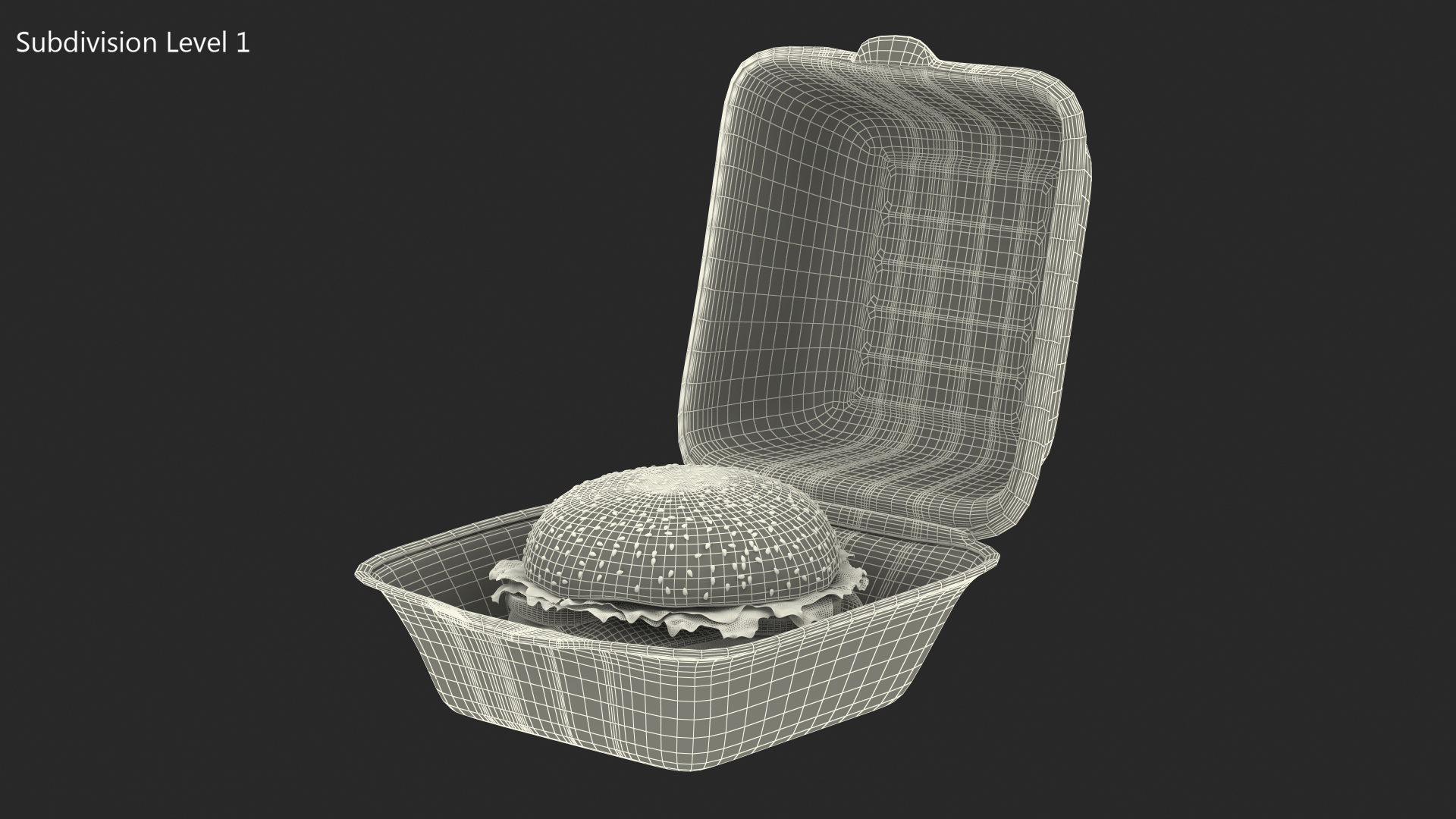 3D Food Box with Hamburger model