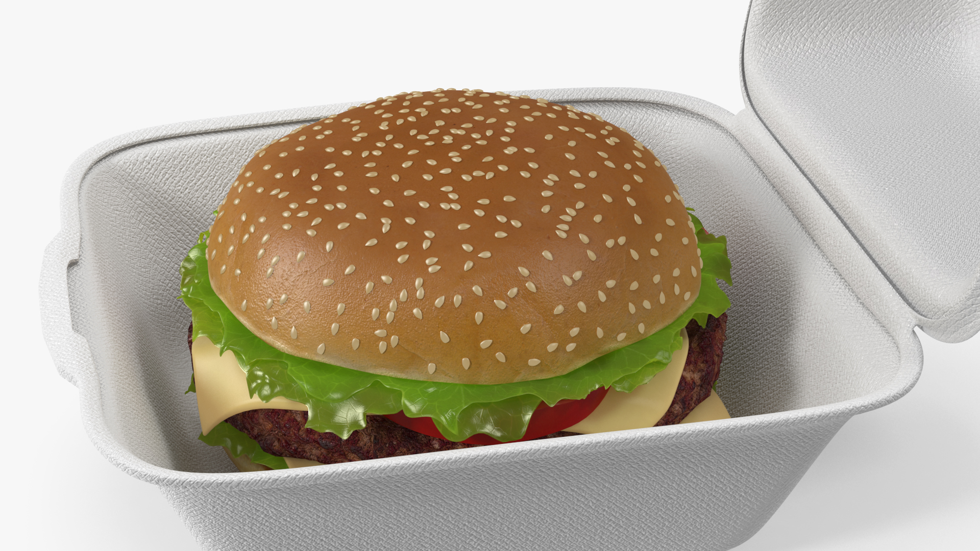 3D Food Box with Hamburger model