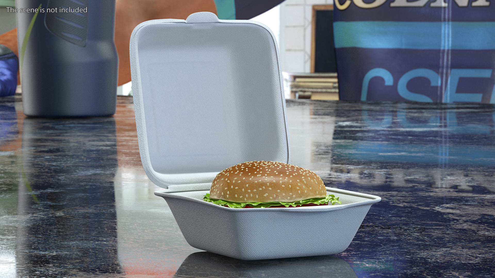 3D Food Box with Hamburger model
