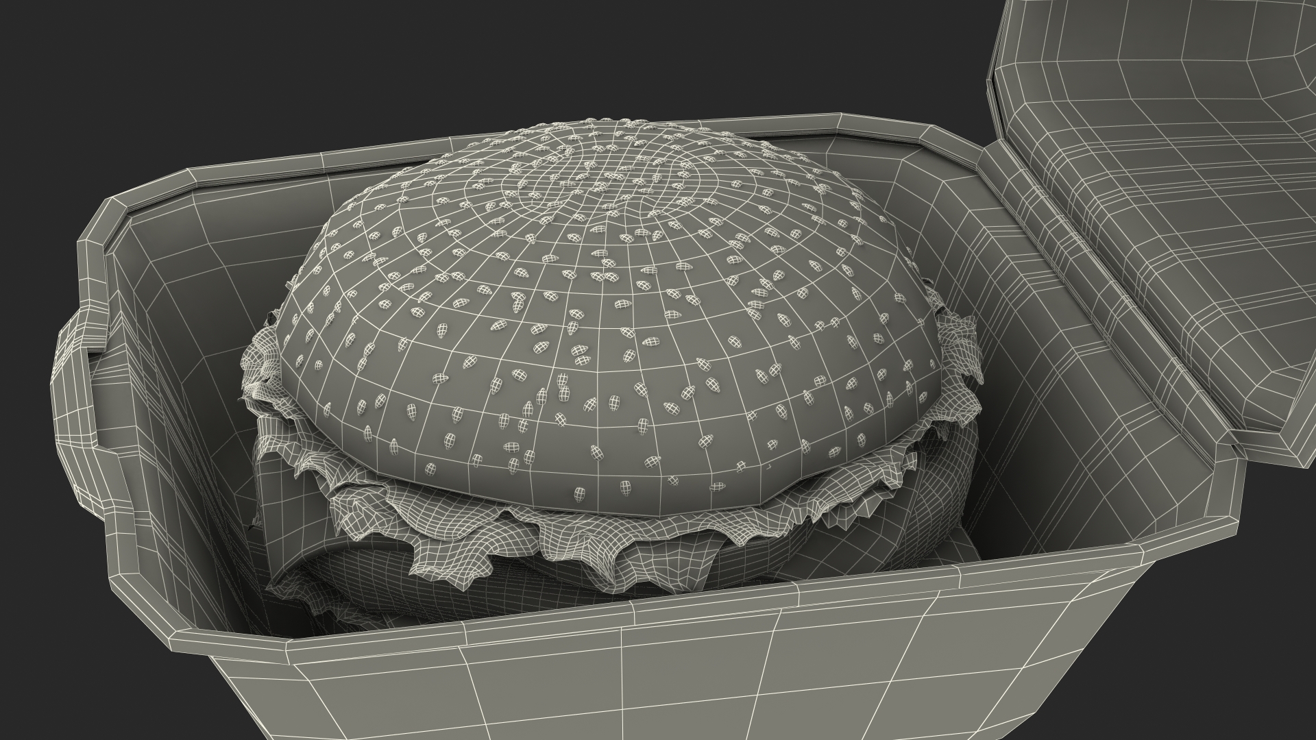 3D Food Box with Hamburger model