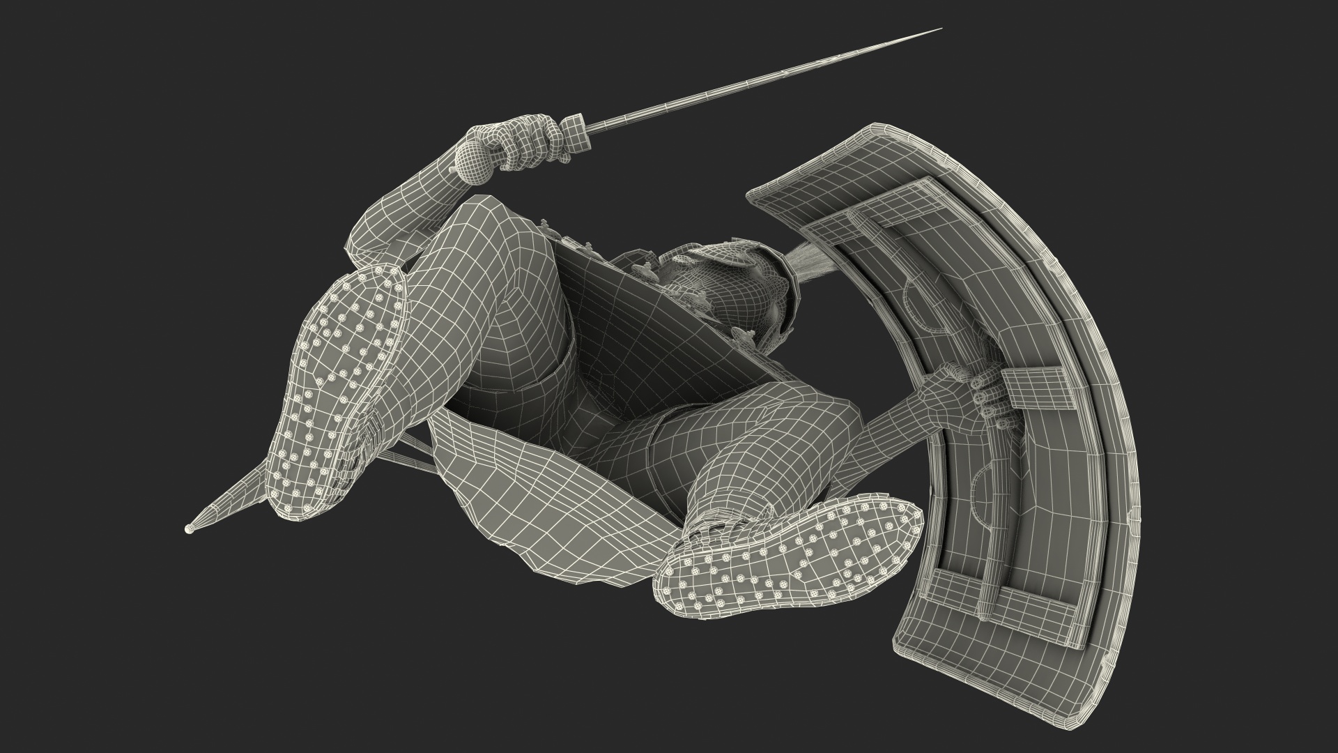 Veteran Roman Legionnaire with Gladius Attack Pose Fur 3D model