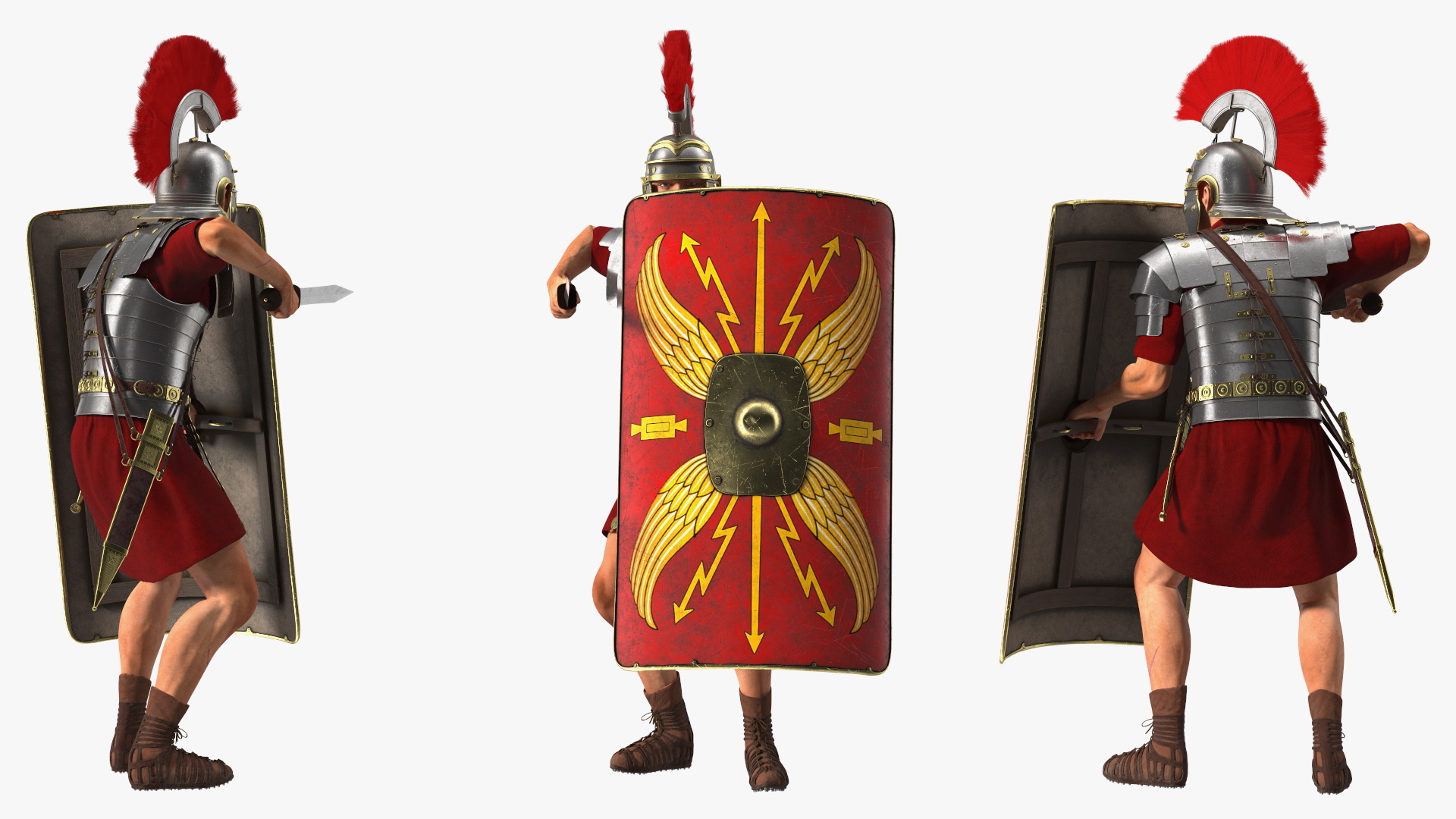 Veteran Roman Legionnaire with Gladius Attack Pose Fur 3D model