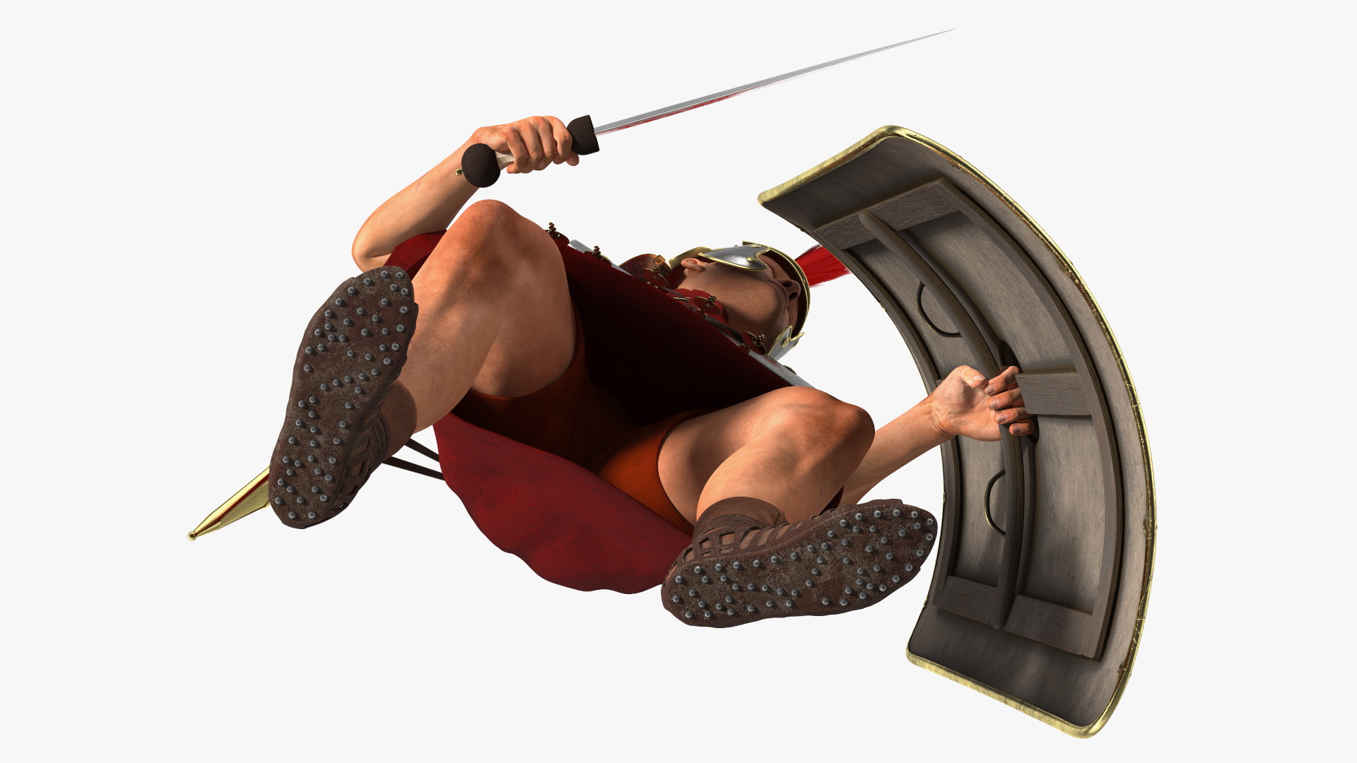 Veteran Roman Legionnaire with Gladius Attack Pose Fur 3D model