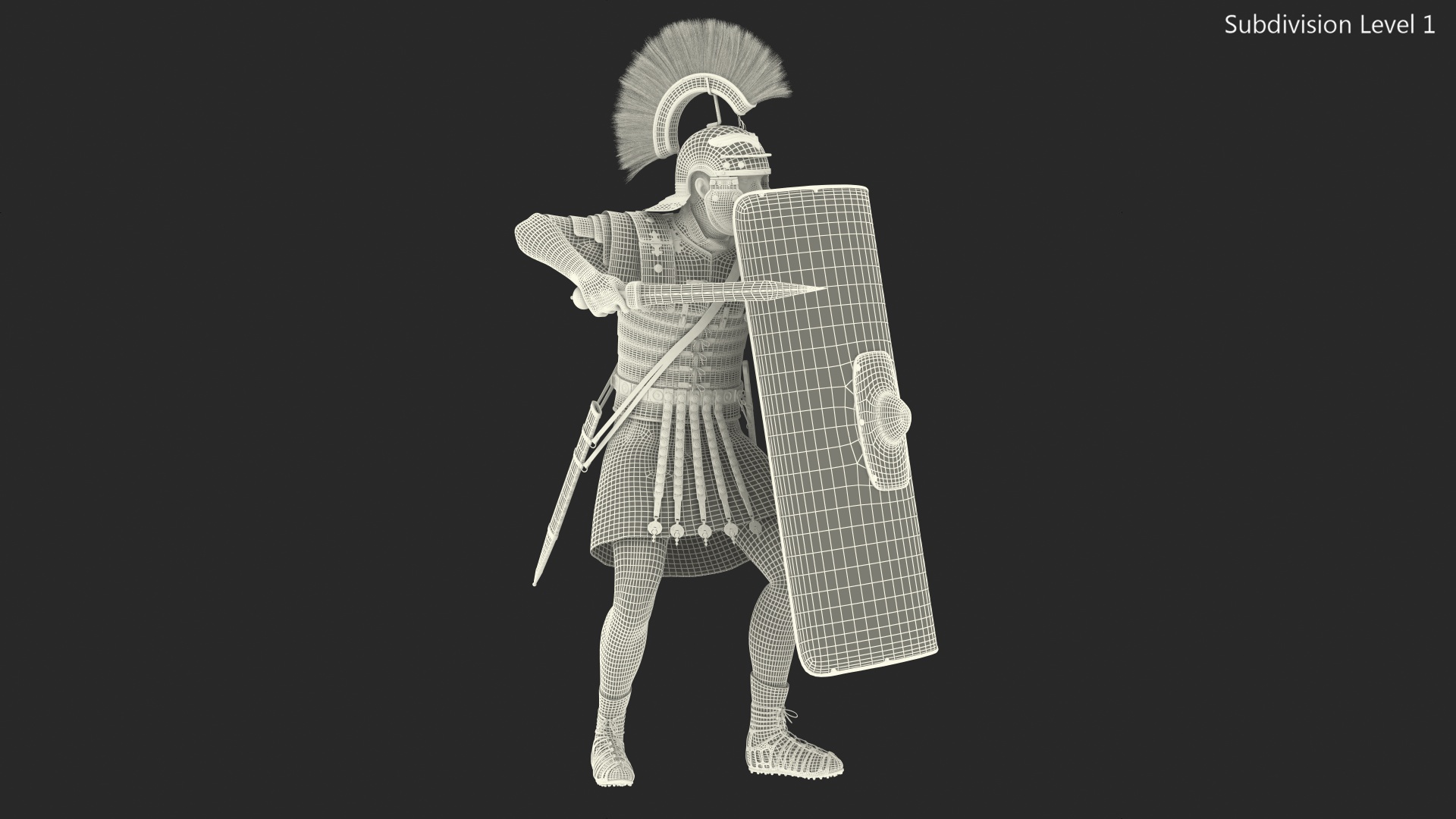 Veteran Roman Legionnaire with Gladius Attack Pose Fur 3D model