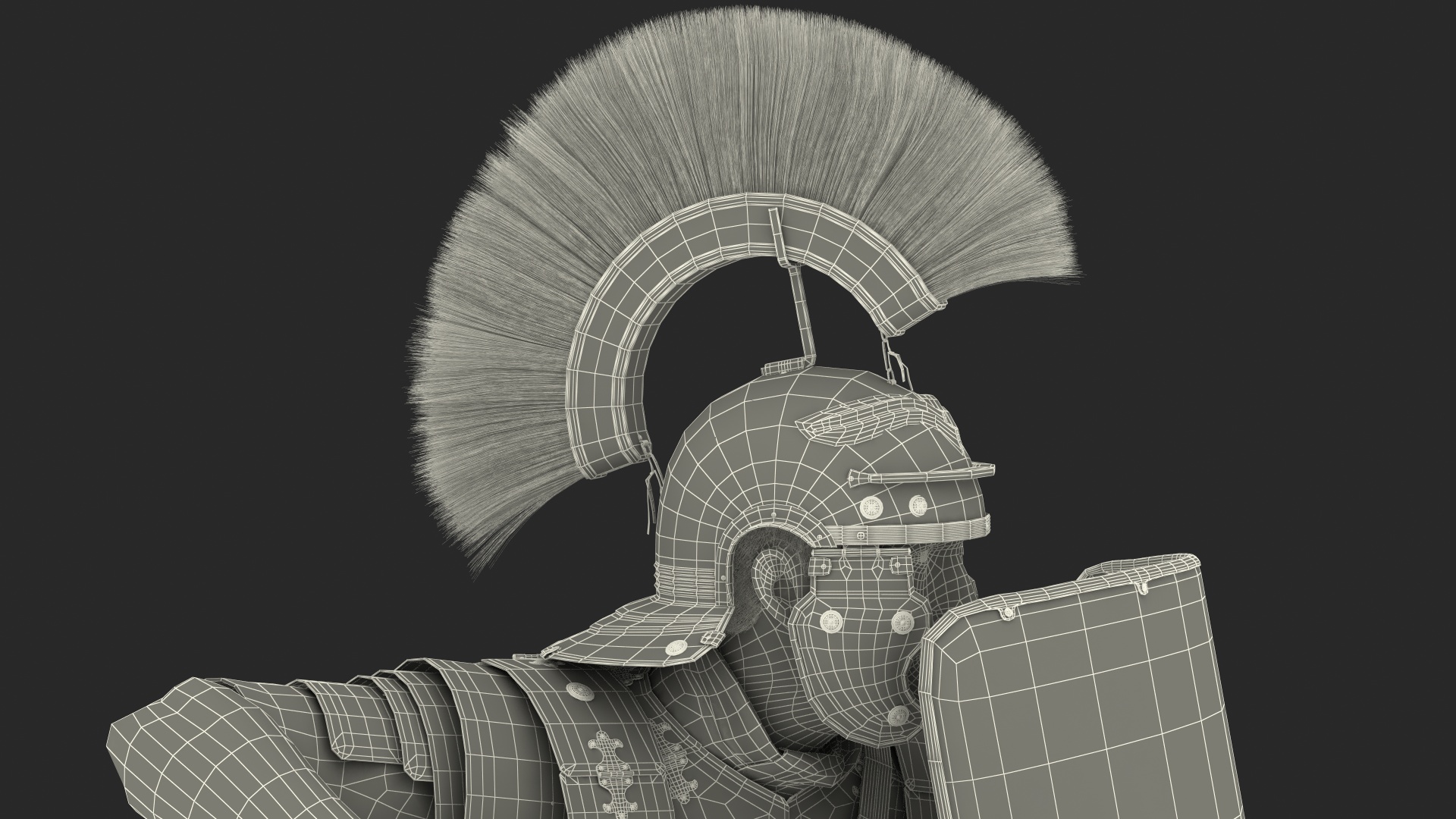 Veteran Roman Legionnaire with Gladius Attack Pose Fur 3D model
