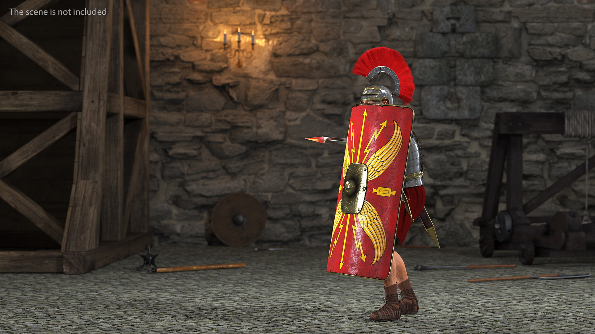 Veteran Roman Legionnaire with Gladius Attack Pose Fur 3D model