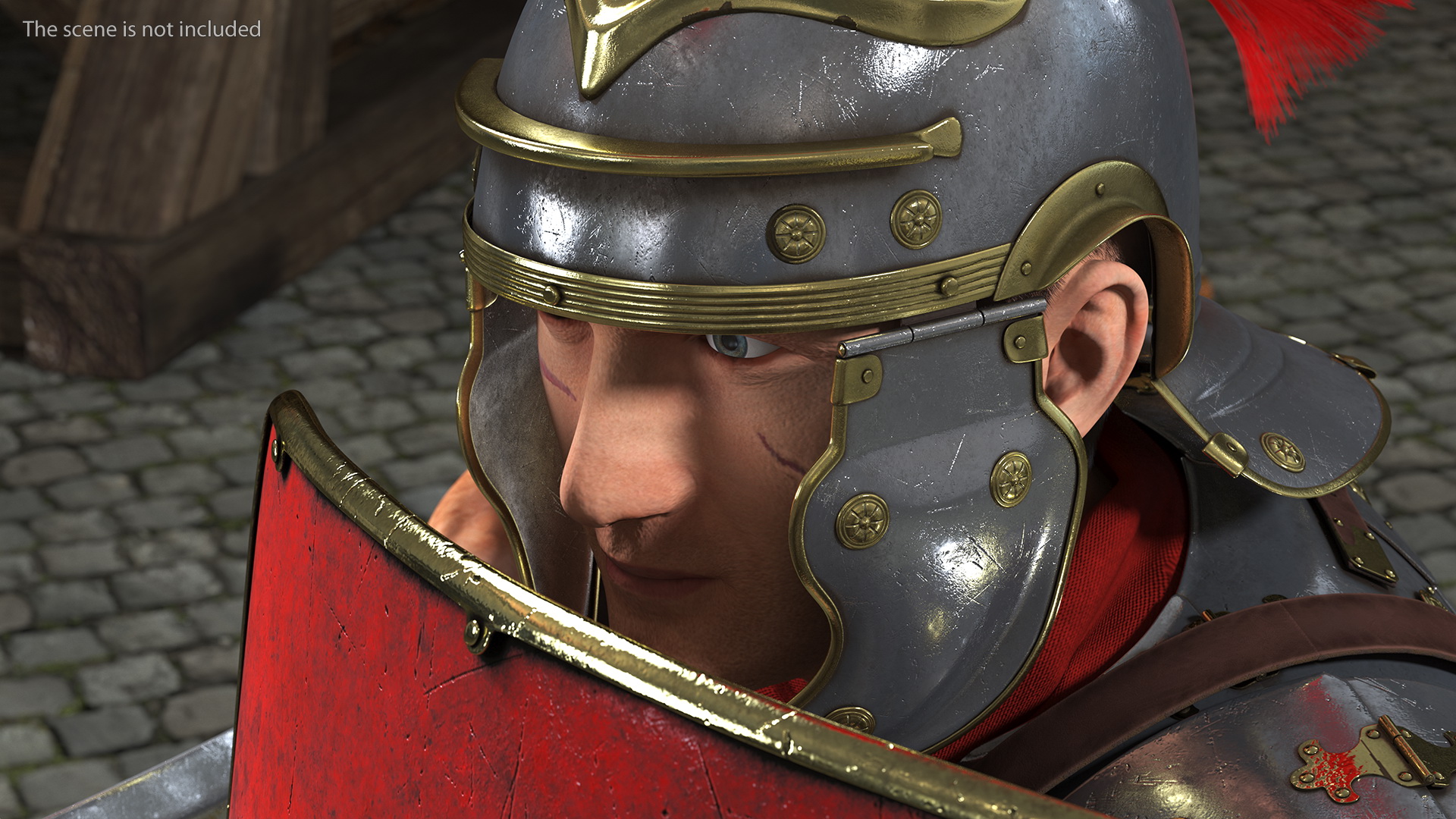 Veteran Roman Legionnaire with Gladius Attack Pose Fur 3D model