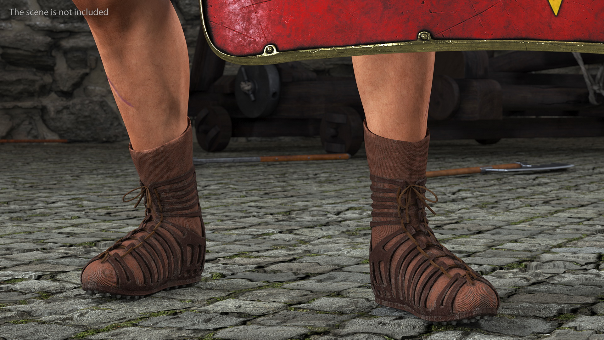 Veteran Roman Legionnaire with Gladius Attack Pose Fur 3D model