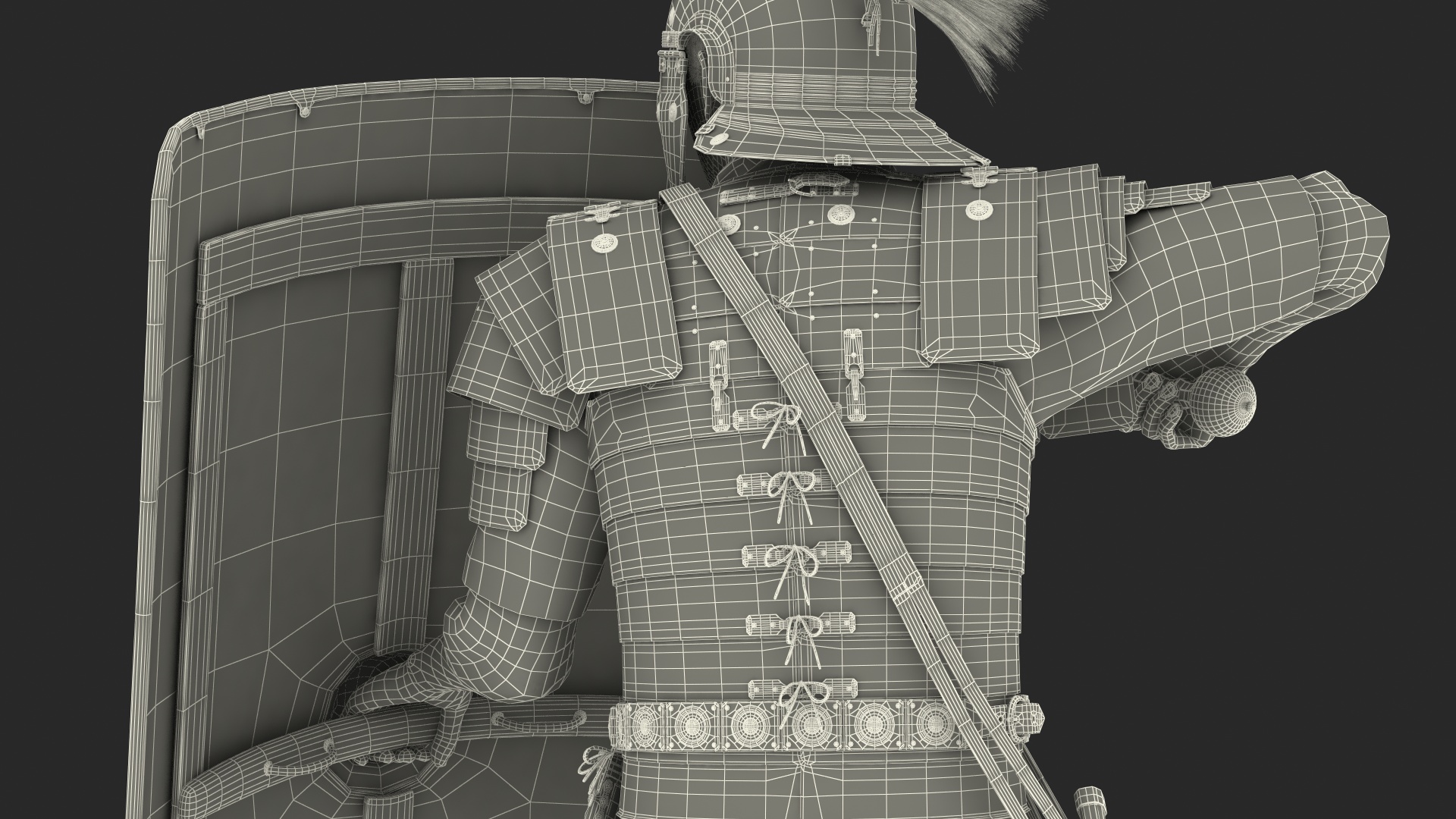 Veteran Roman Legionnaire with Gladius Attack Pose Fur 3D model