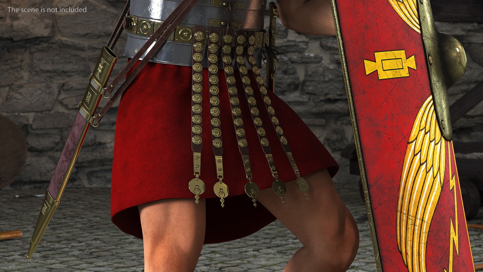 Veteran Roman Legionnaire with Gladius Attack Pose Fur 3D model