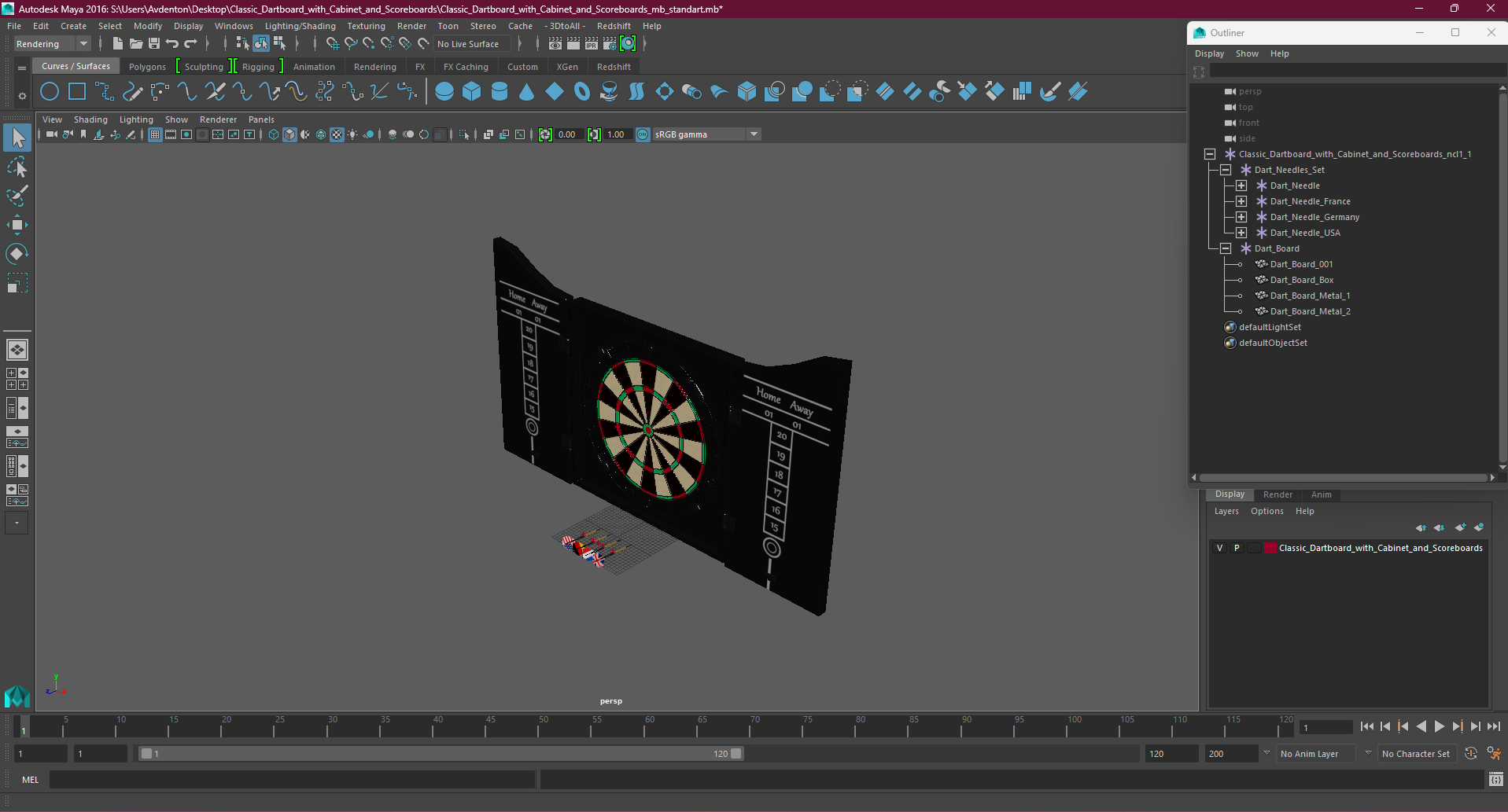 3D Classic Dartboard with Cabinet and Scoreboards