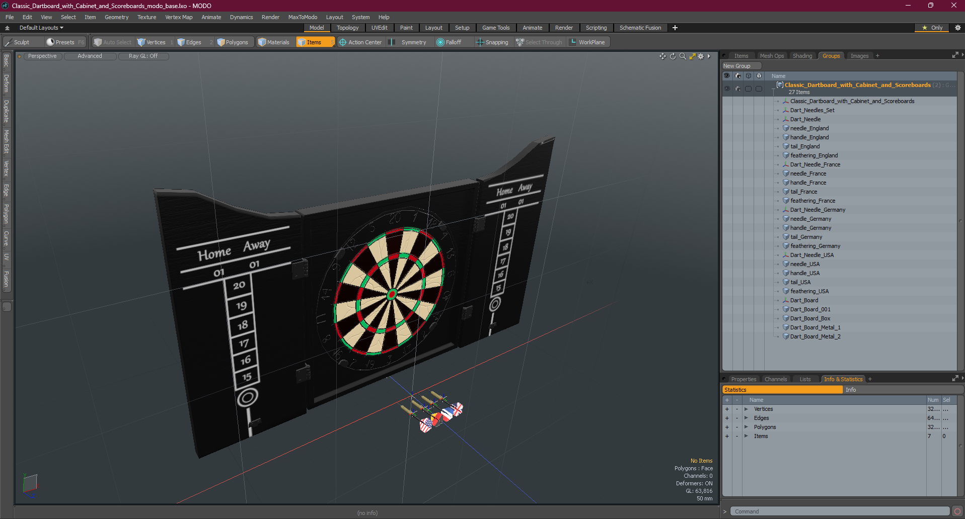 3D Classic Dartboard with Cabinet and Scoreboards