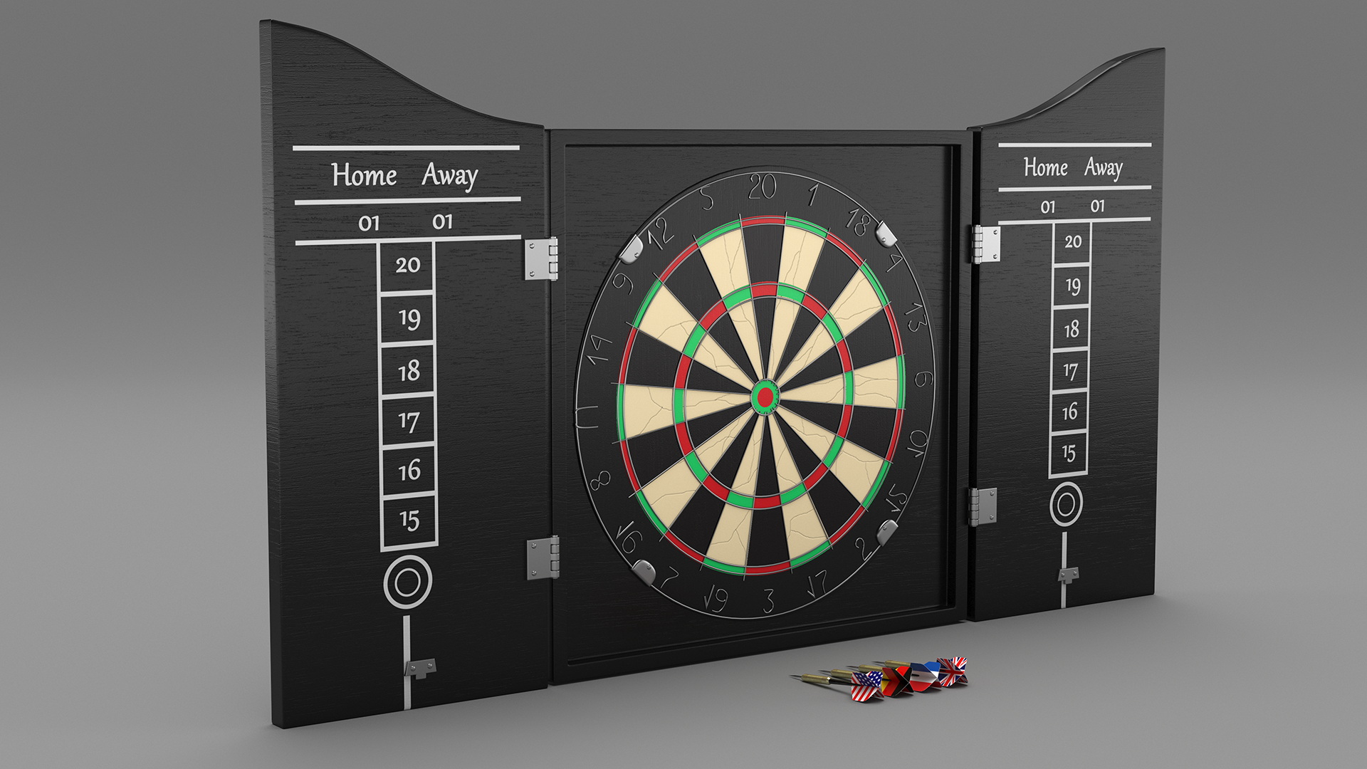 3D Classic Dartboard with Cabinet and Scoreboards