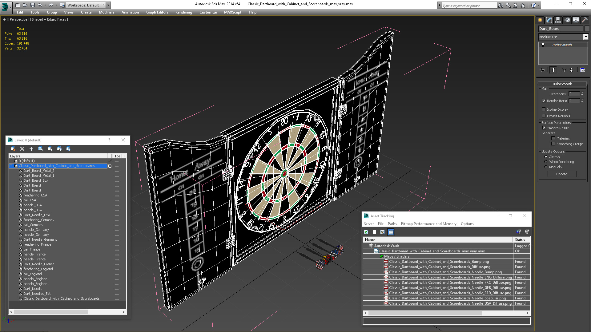3D Classic Dartboard with Cabinet and Scoreboards