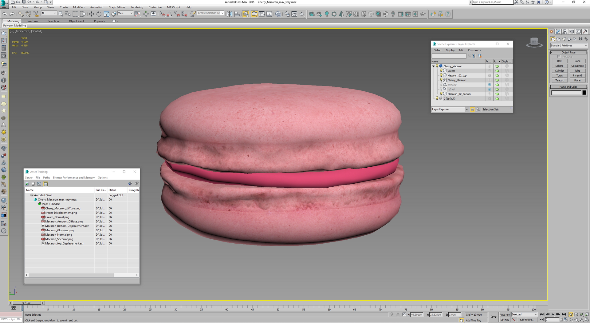Cherry Macaron 3D model