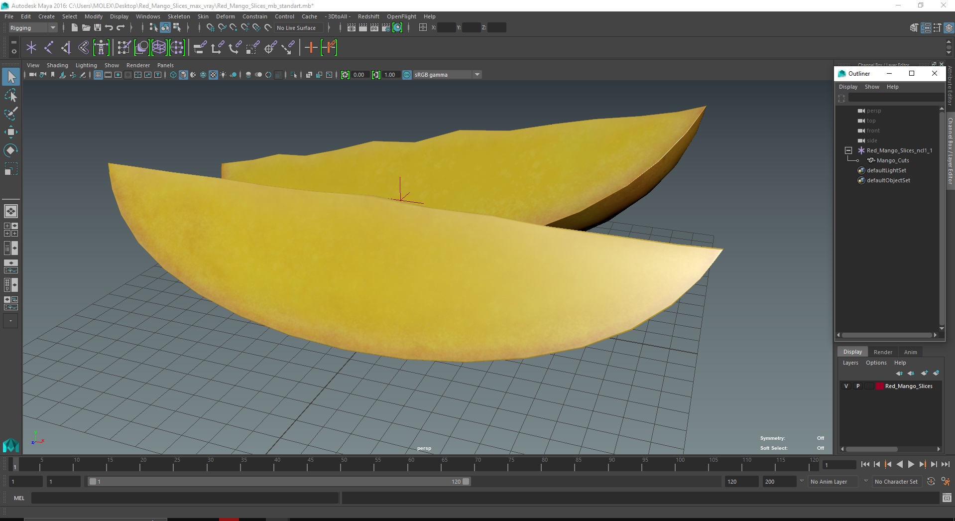 3D Red Mango Slices