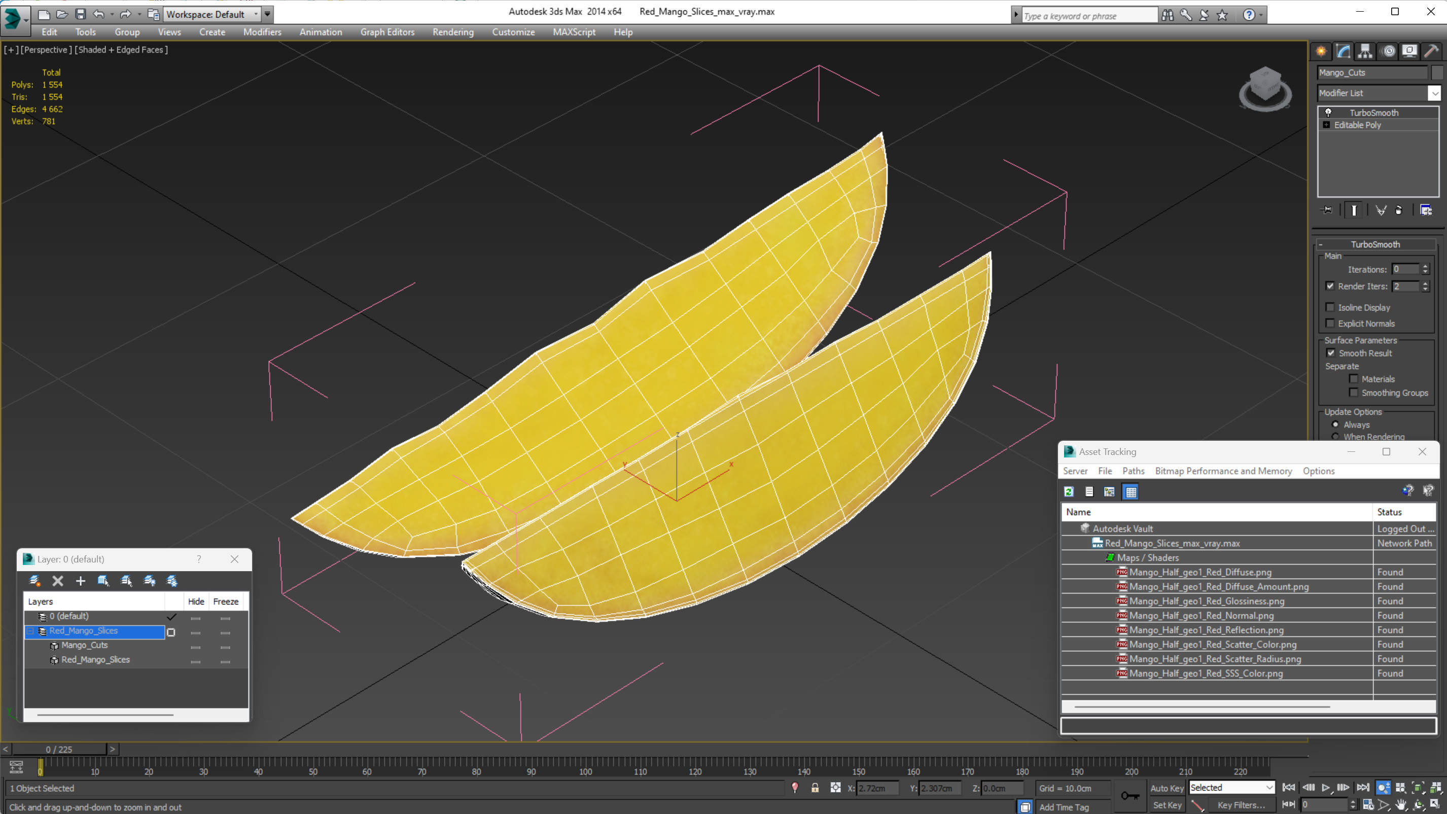 3D Red Mango Slices