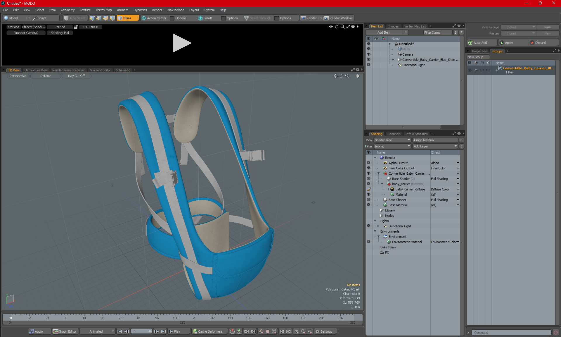 3D Convertible Baby Carrier Blue Sitting Position