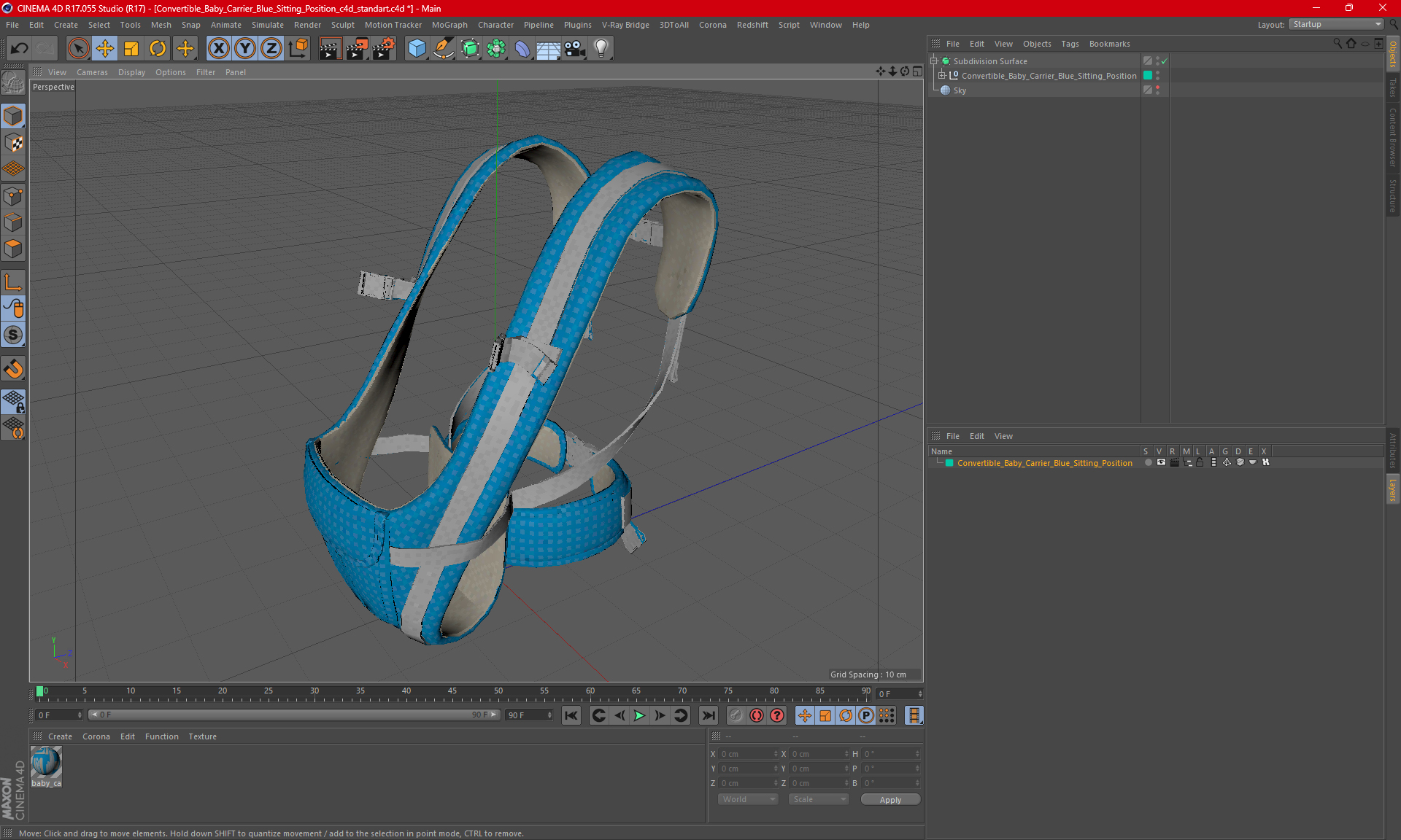3D Convertible Baby Carrier Blue Sitting Position