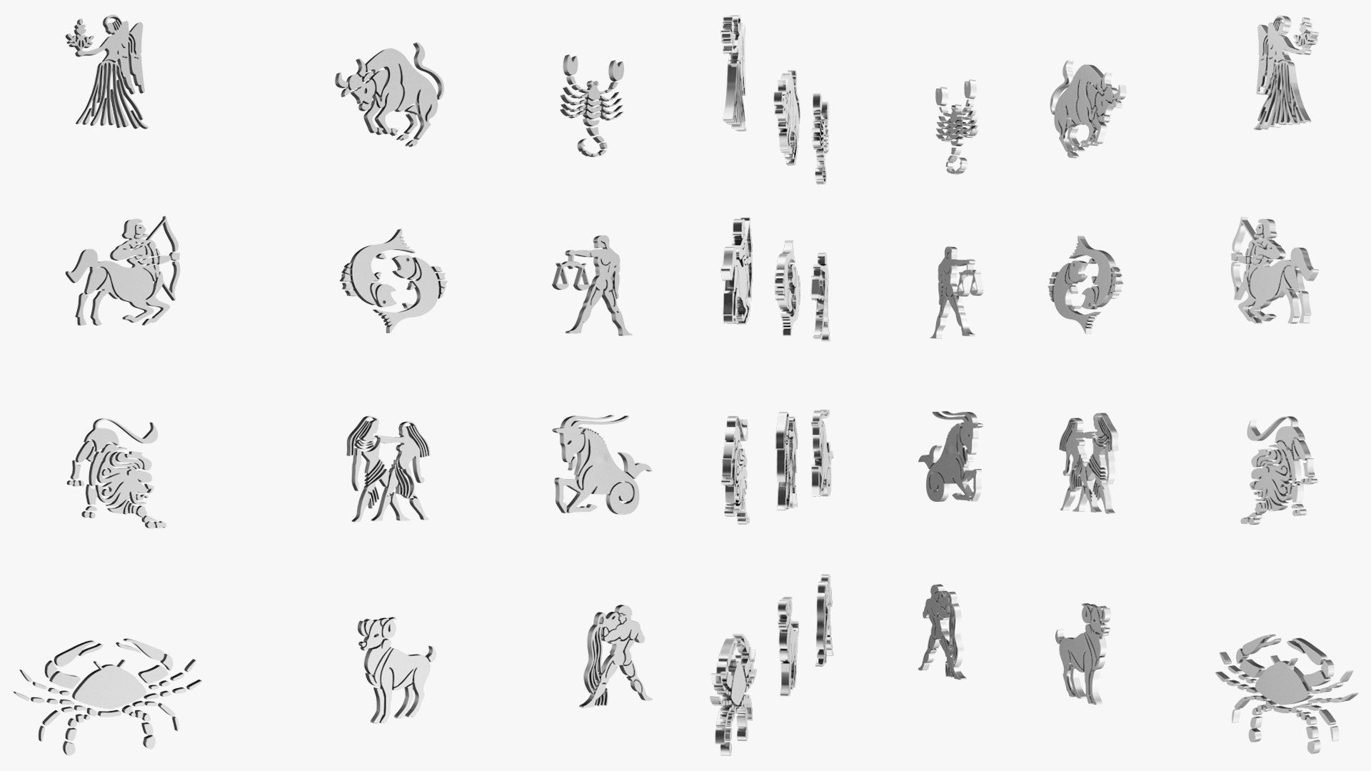 3D model Astrological Signs Chrome