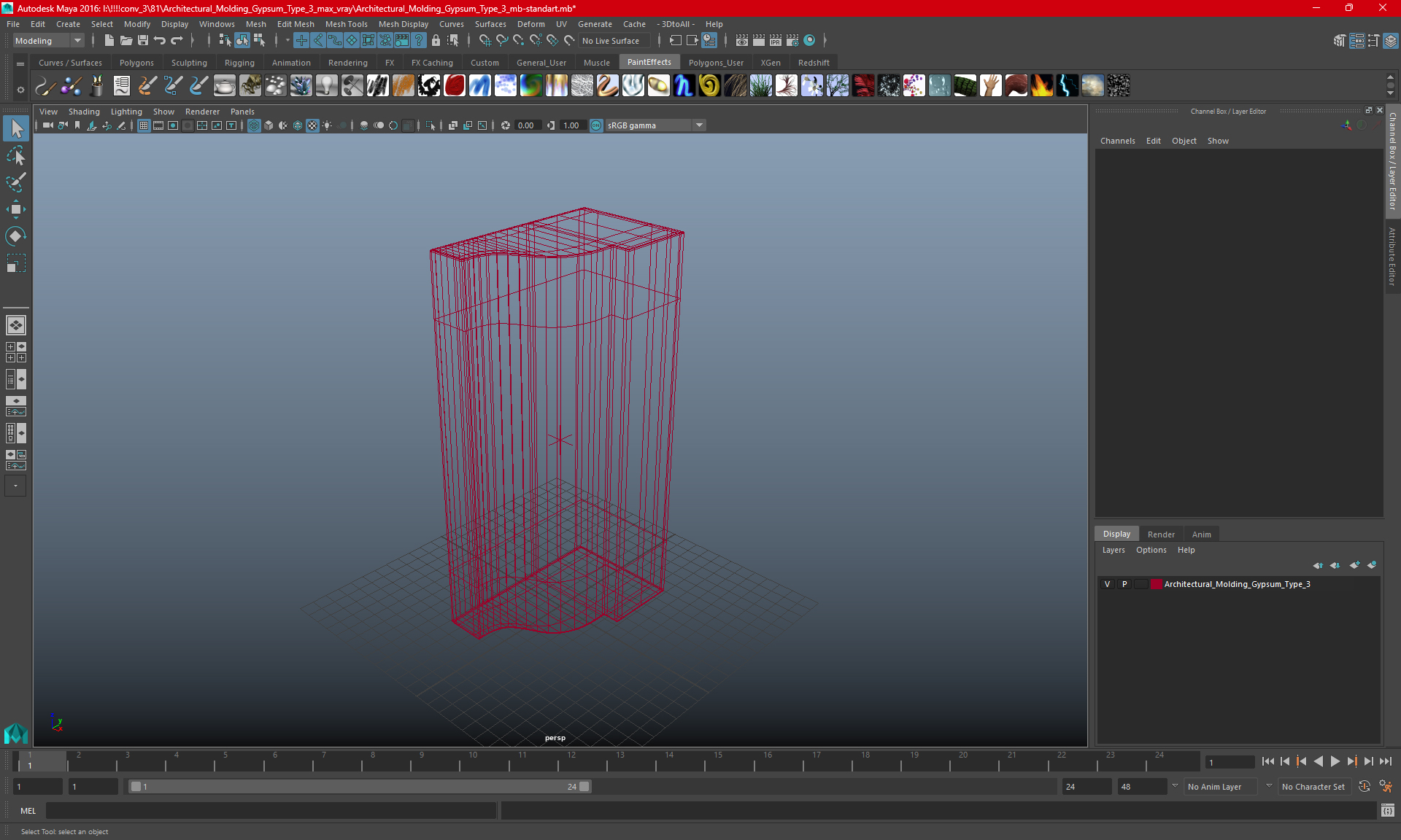 3D model Architectural Molding Gypsum Type 3