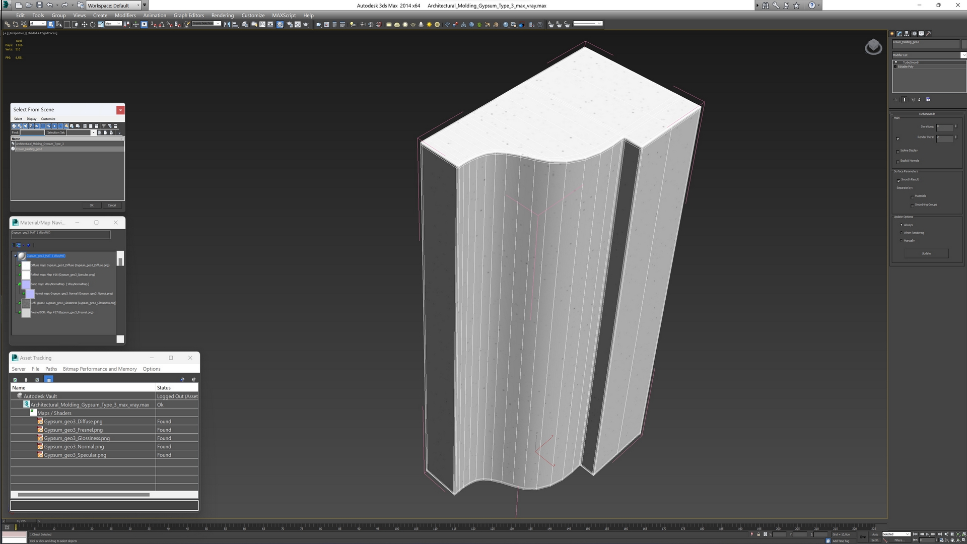 3D model Architectural Molding Gypsum Type 3