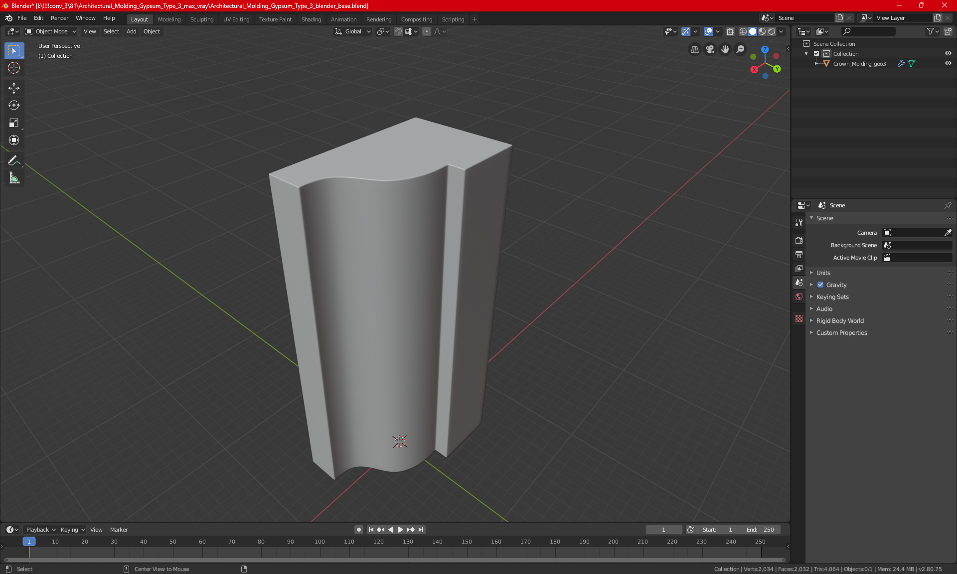 3D model Architectural Molding Gypsum Type 3