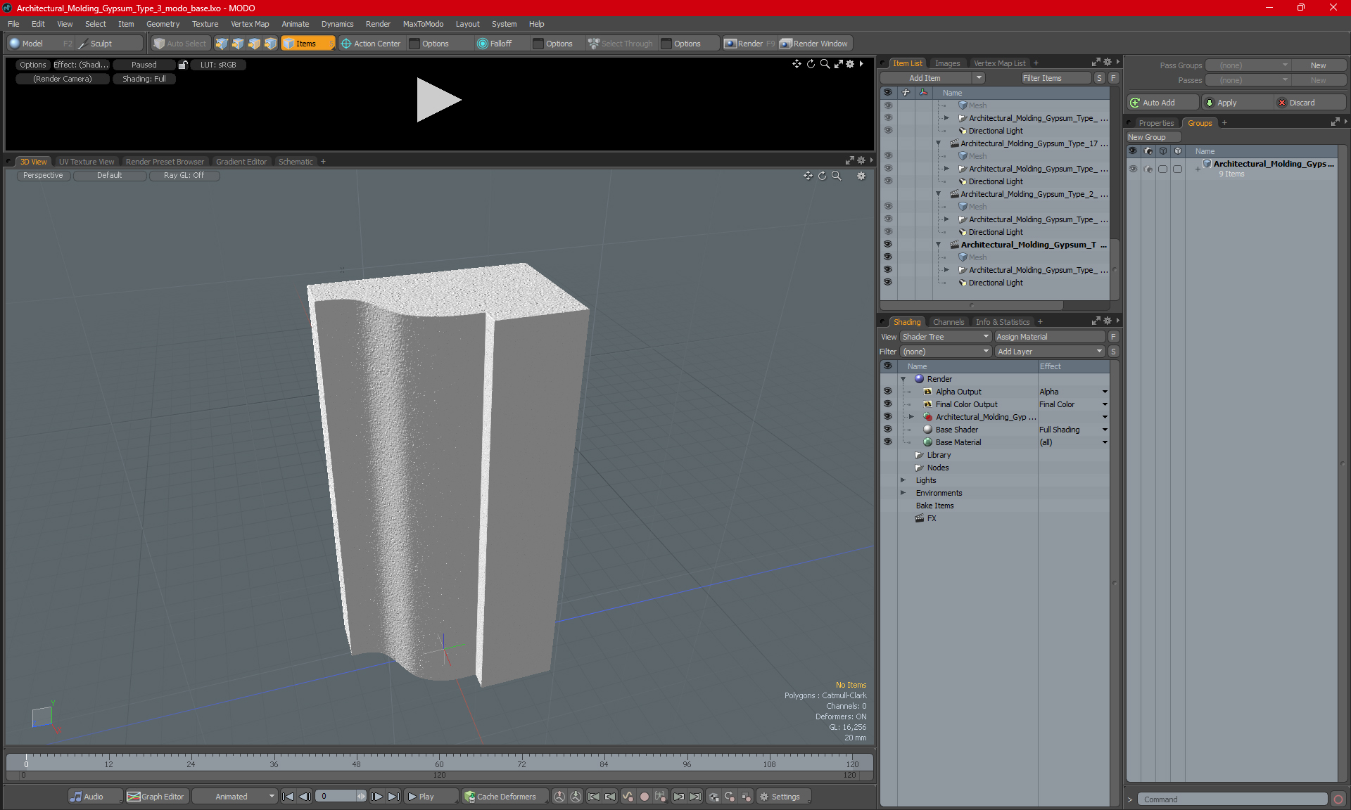 3D model Architectural Molding Gypsum Type 3