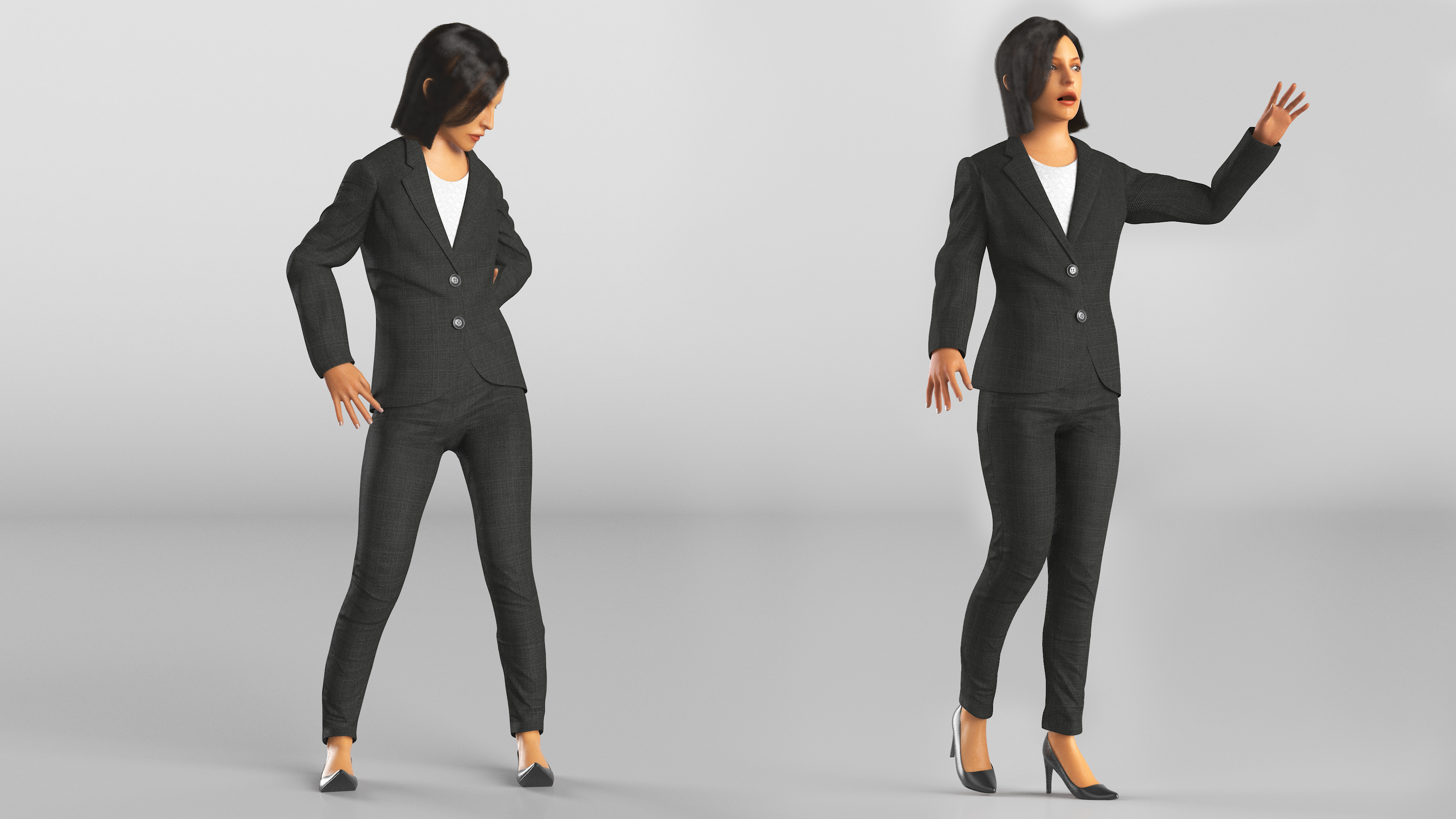 Professional Businesswoman Fur Rigged 3D