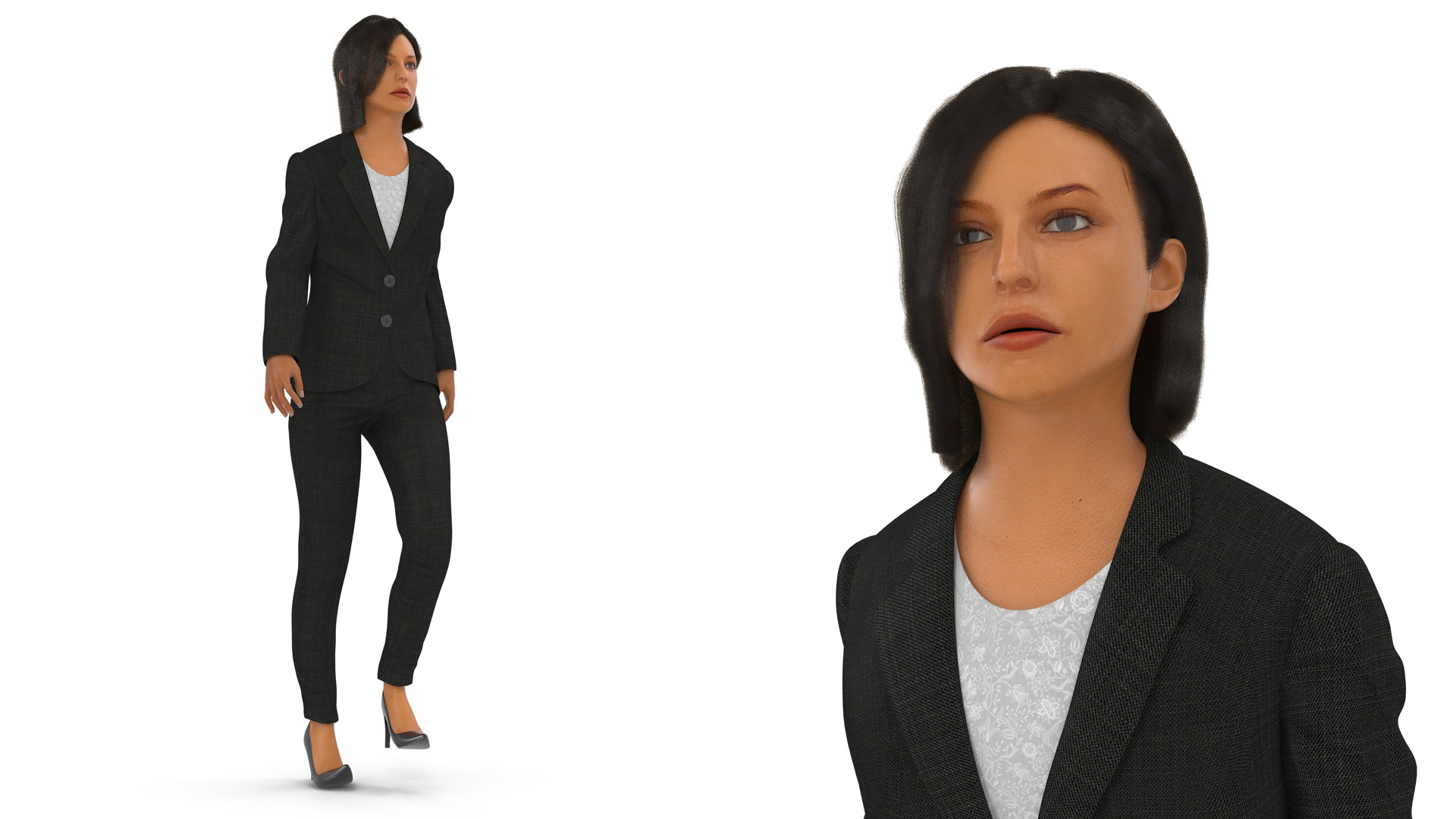 Professional Businesswoman Fur Rigged 3D