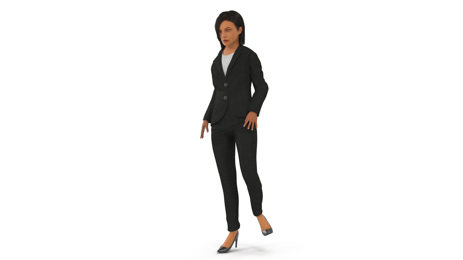 Professional Businesswoman Fur Rigged 3D