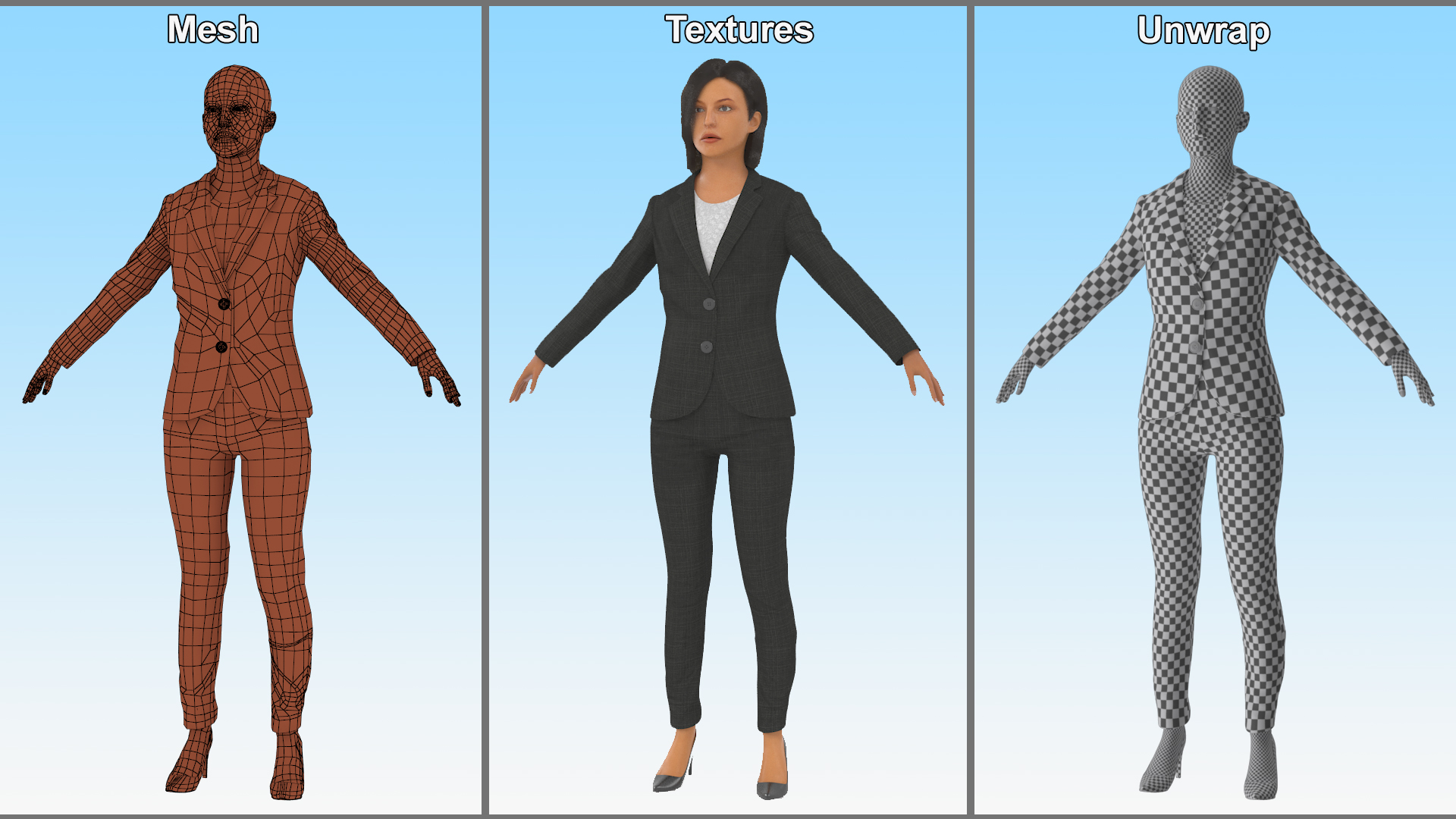 Professional Businesswoman Fur Rigged 3D