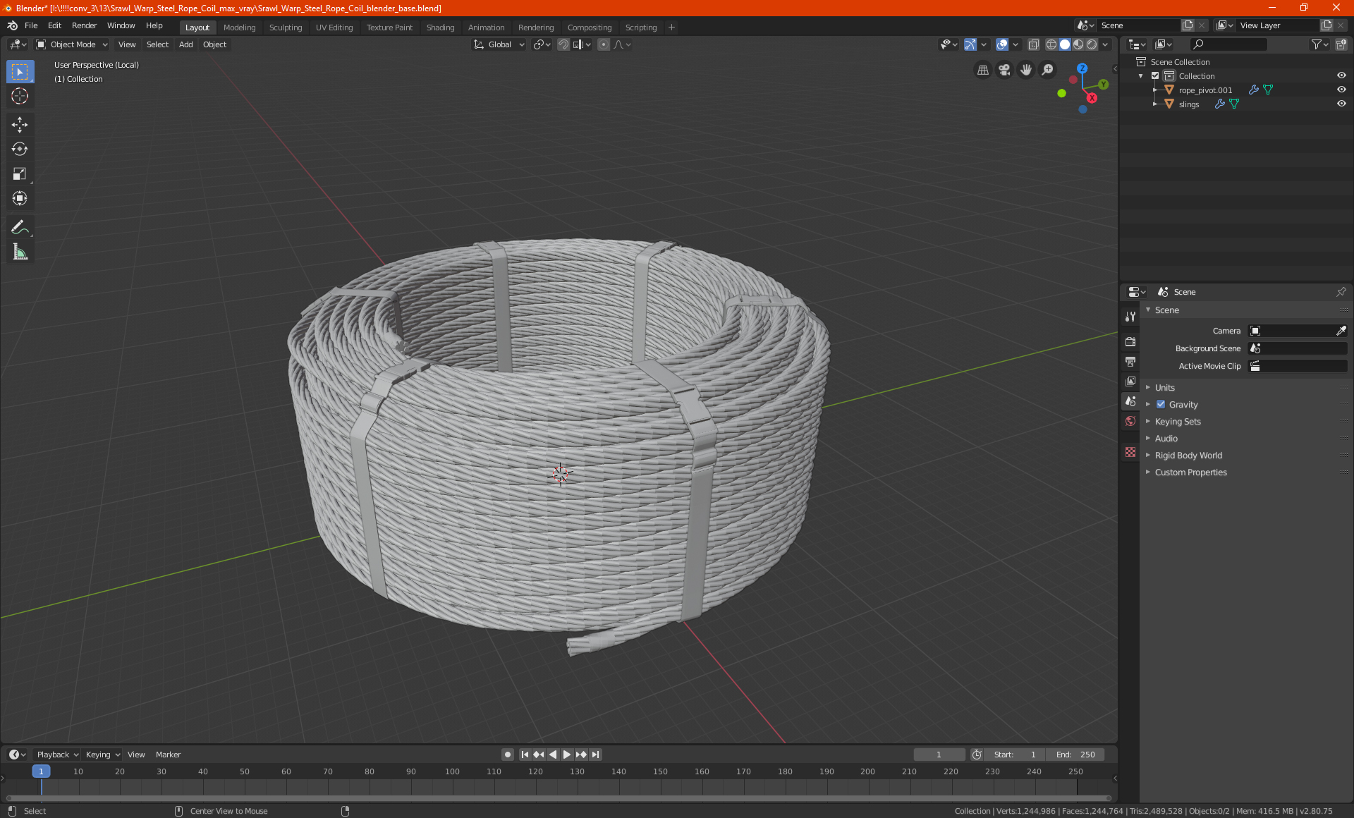 3D Srawl Warp Steel Rope Coil