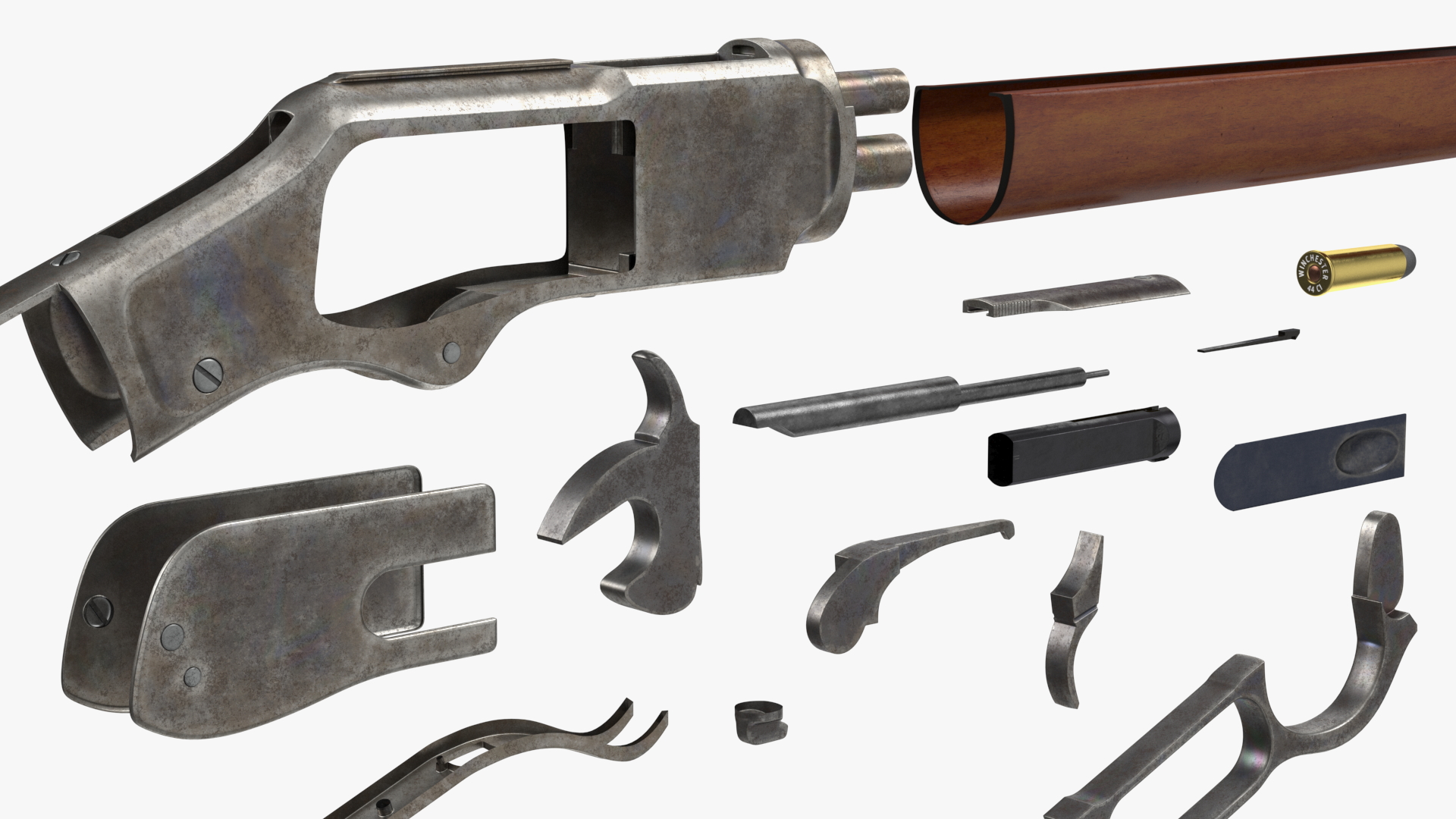 3D model Winchester Model 1873 Patina Case Rigged