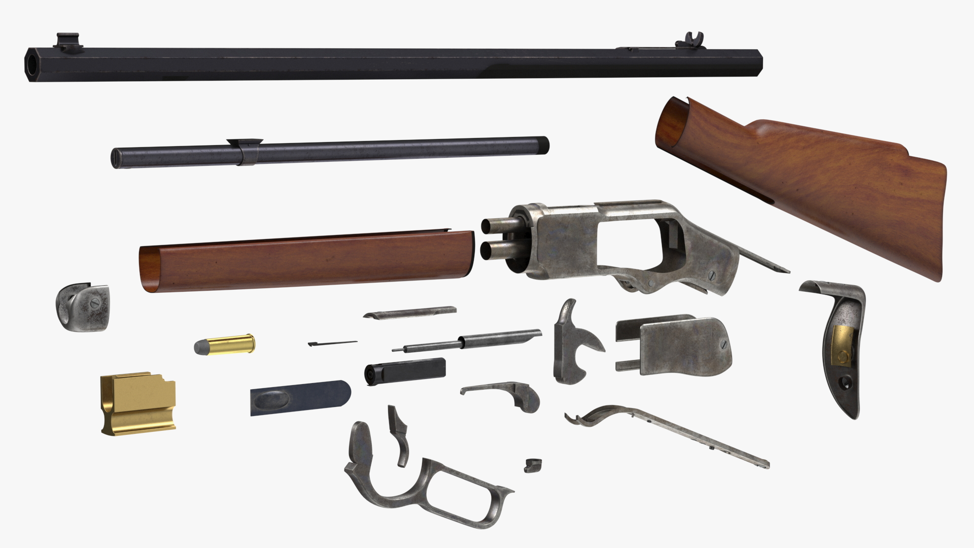 3D model Winchester Model 1873 Patina Case Rigged