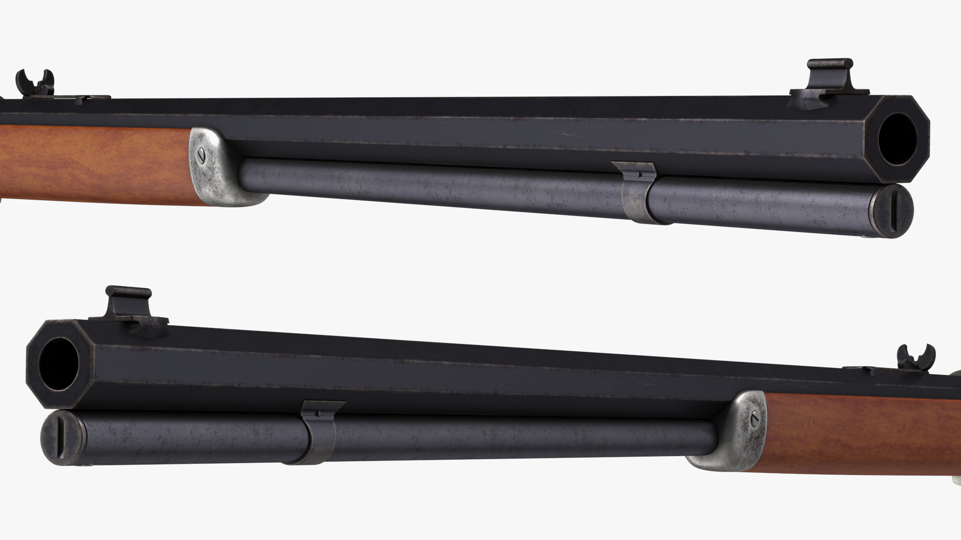 3D model Winchester Model 1873 Patina Case Rigged
