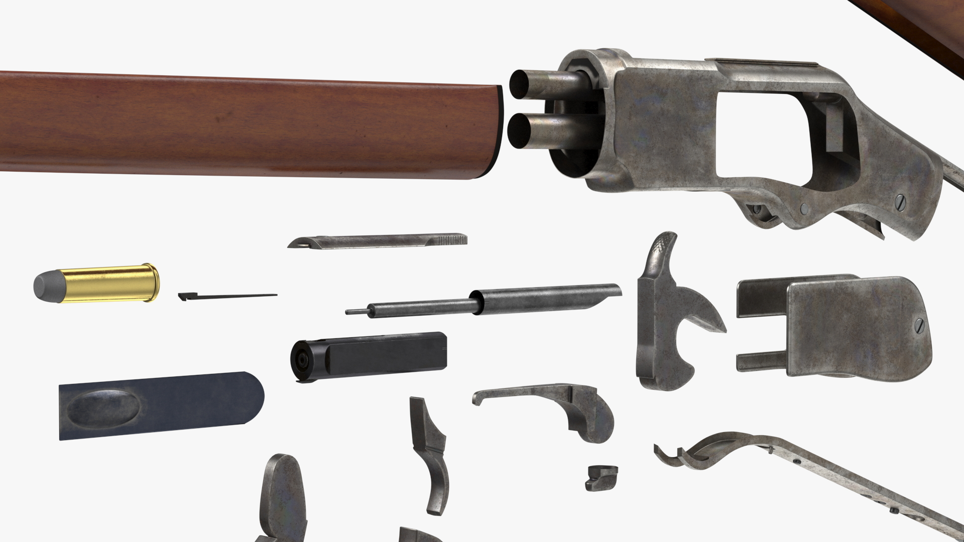 3D model Winchester Model 1873 Patina Case Rigged