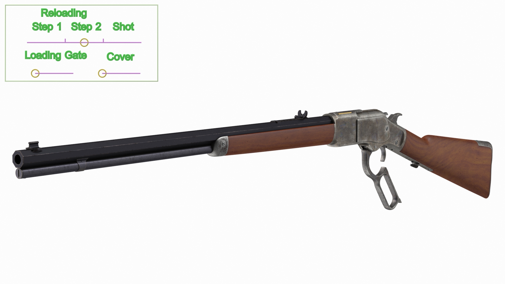 3D model Winchester Model 1873 Patina Case Rigged