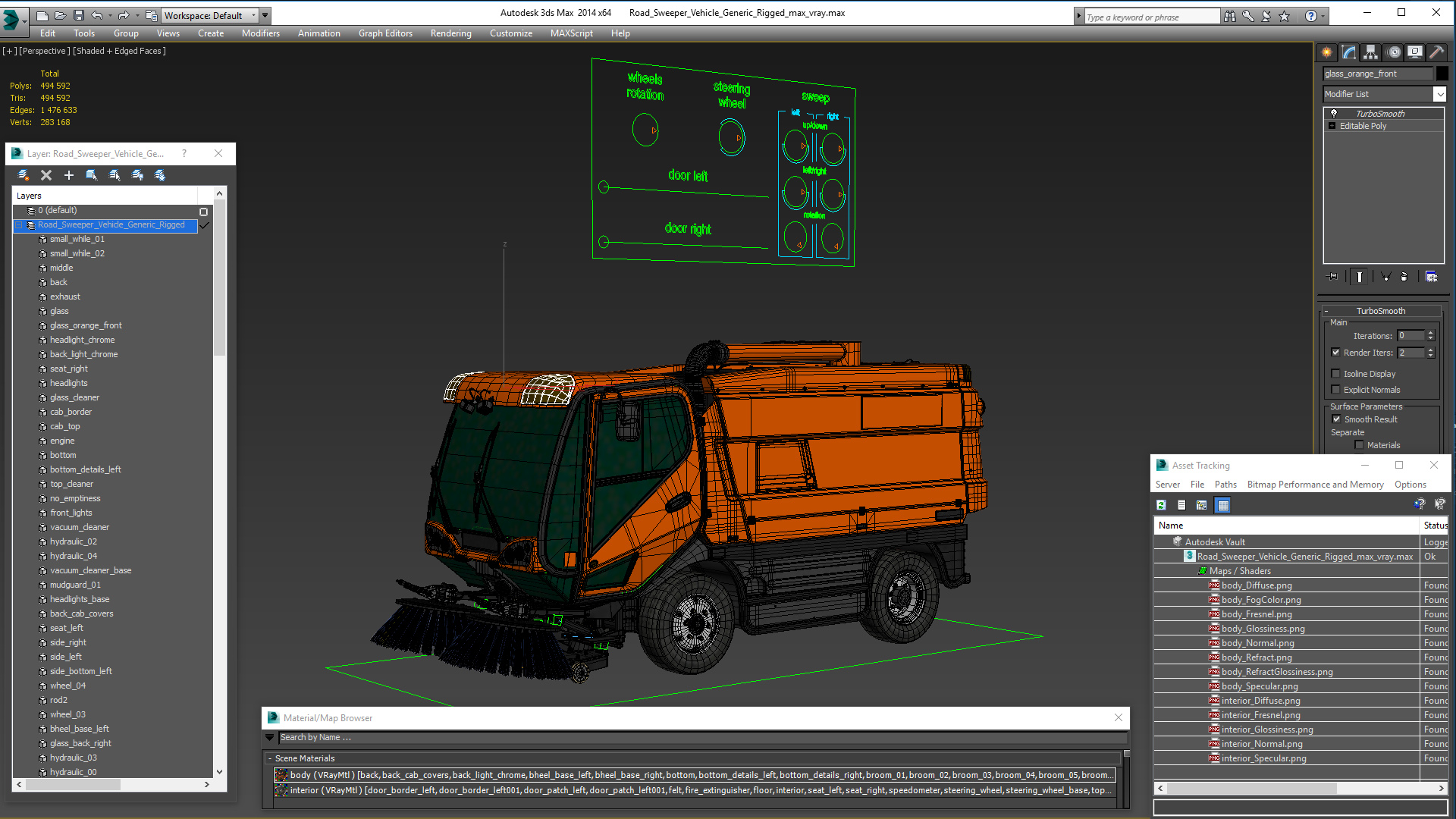 3D model Road Sweeper Vehicle Generic Rigged
