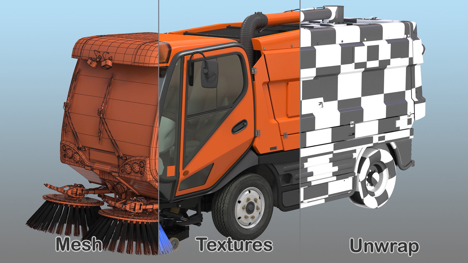 3D model Road Sweeper Vehicle Generic Rigged