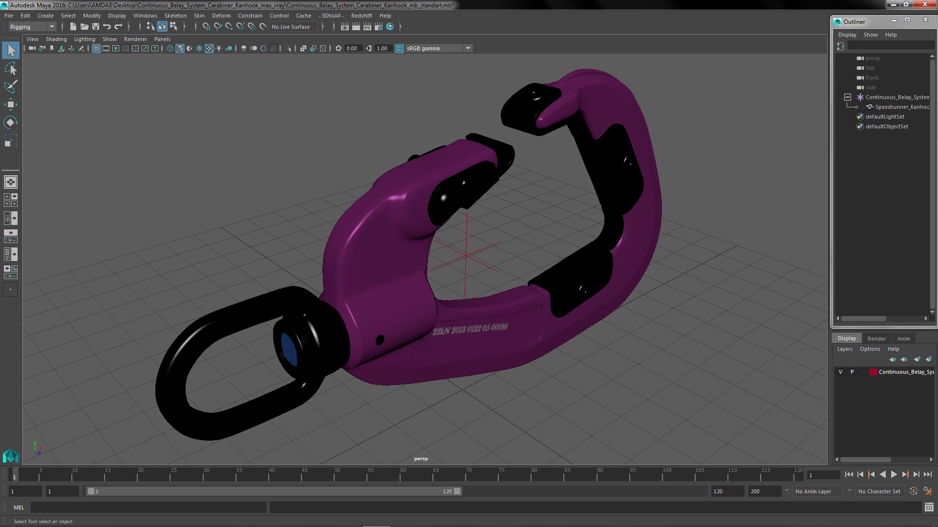 3D Continuous Belay System Carabiner Kanhook