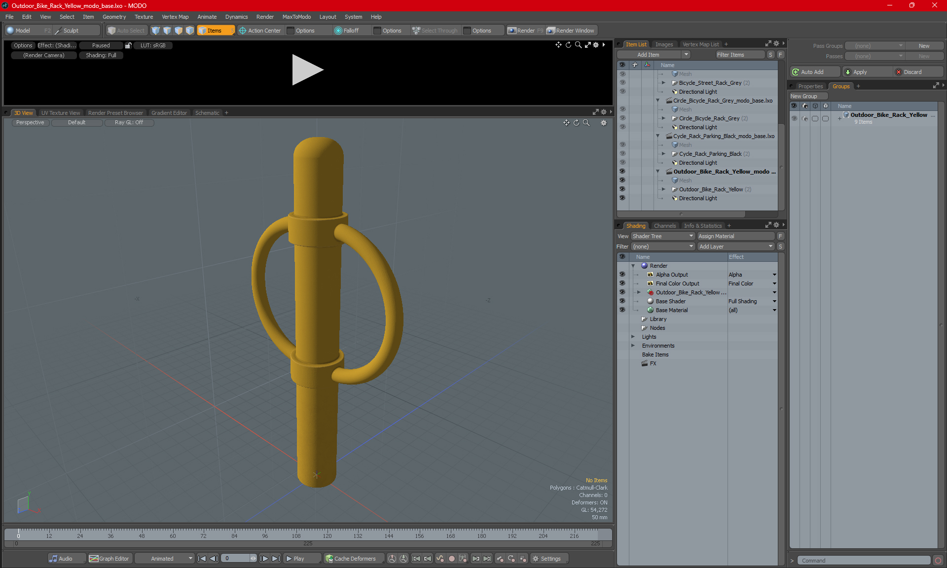 Outdoor Bike Rack Yellow 3D model