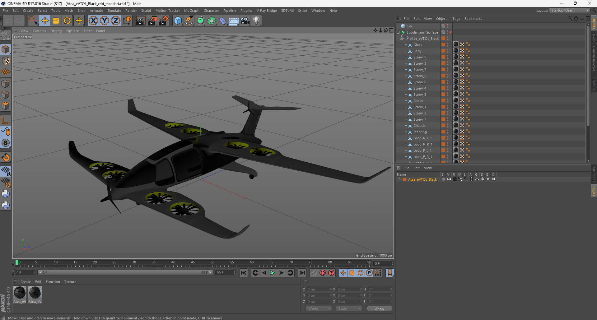 3D Atea eVTOL Black