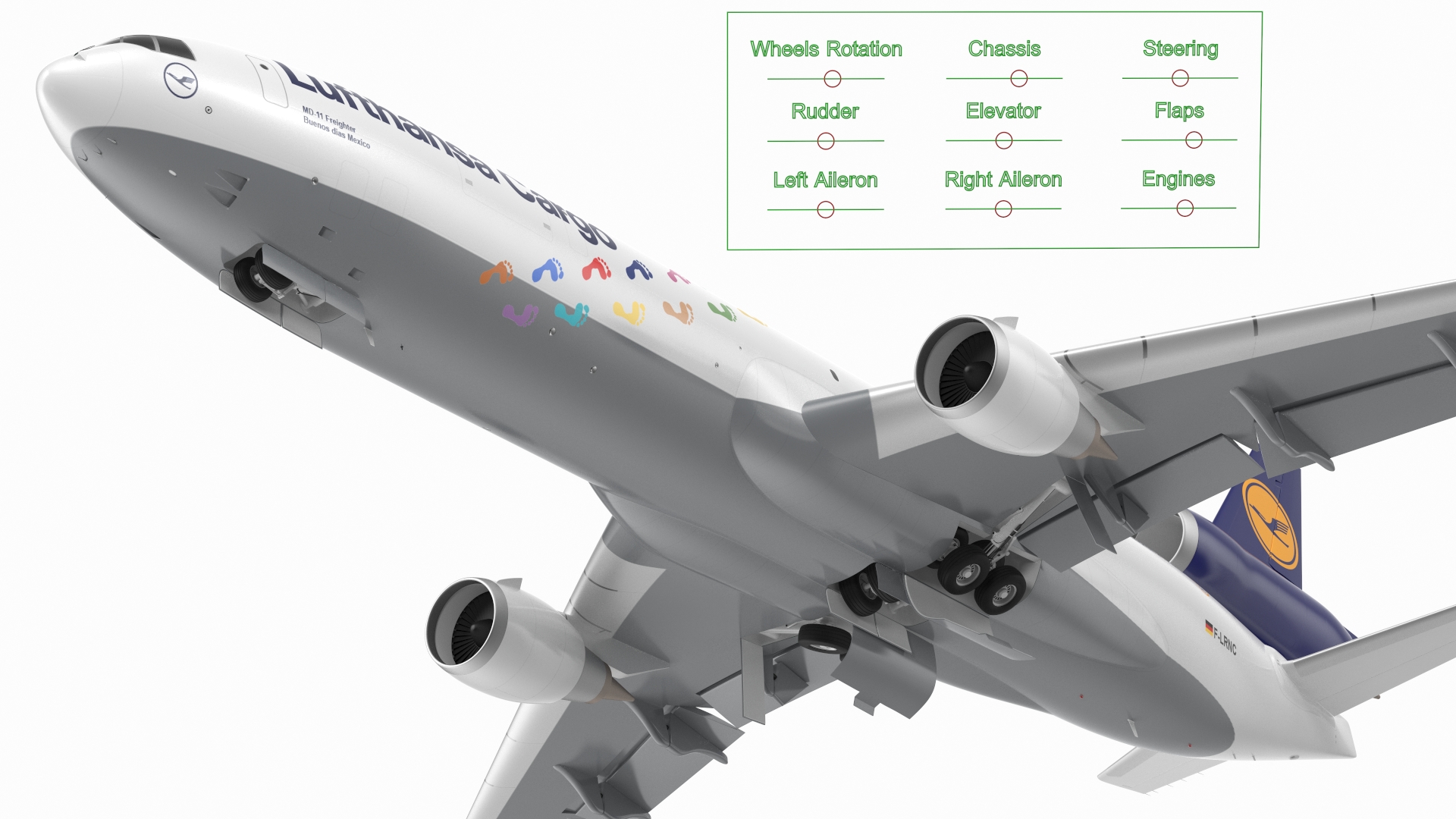 McDonnell Douglas MD11 Tri Jet Airliner Lufthansa Cargo Rigged 3D